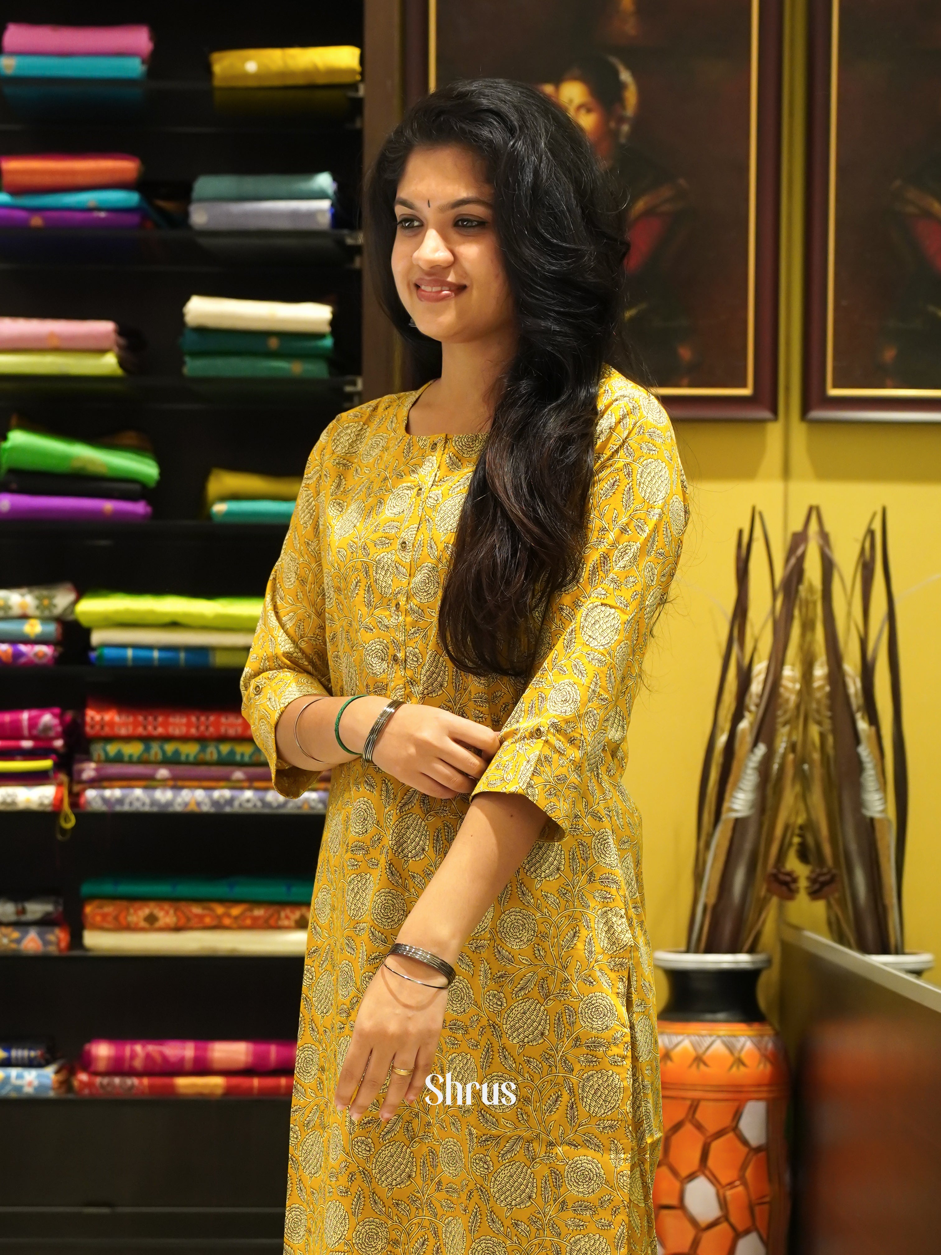 Yellow - Readymade Kurti - Shop on ShrusEternity.com