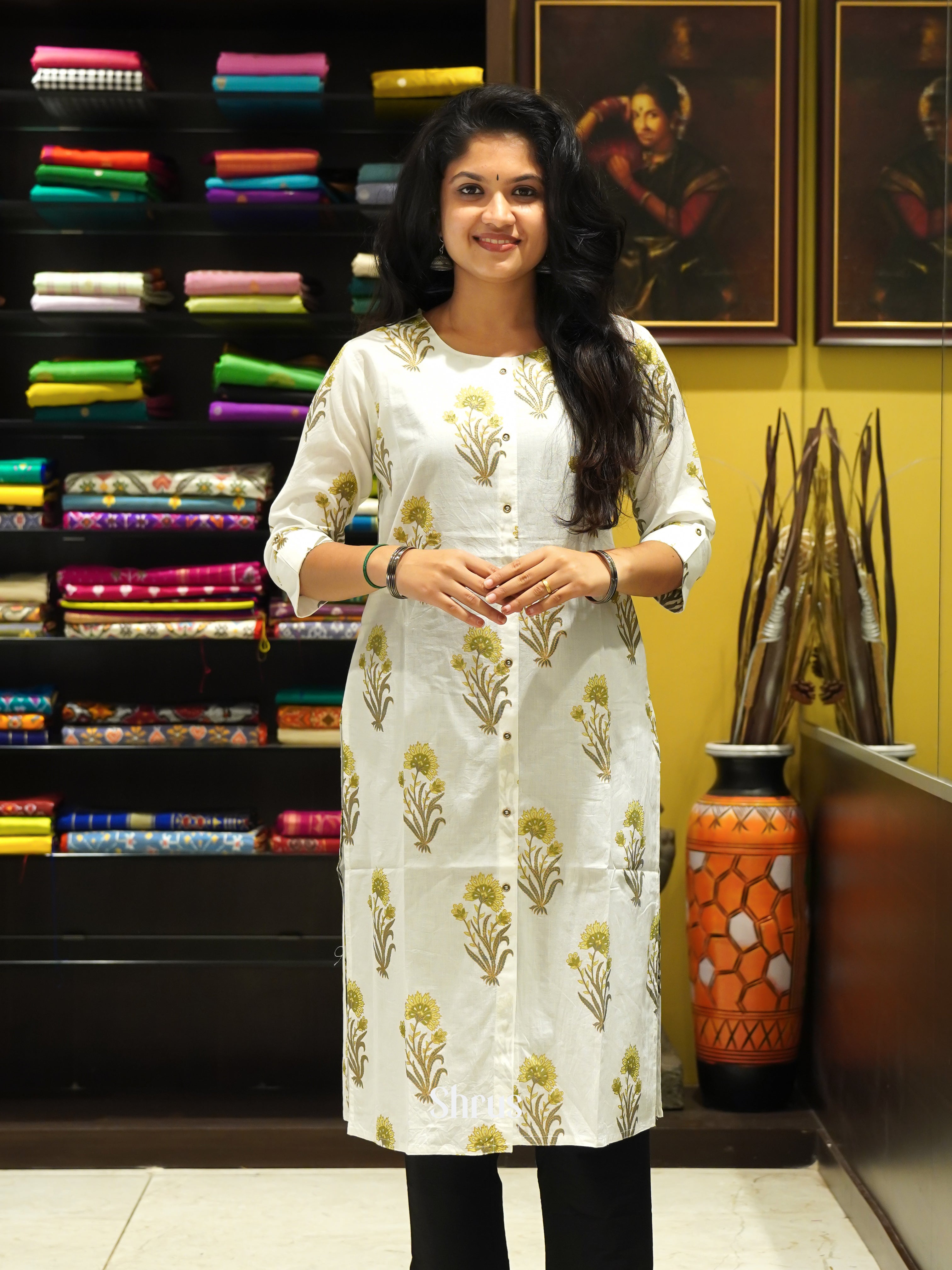 white & Green - Readymade Kurti - Shop on ShrusEternity.com