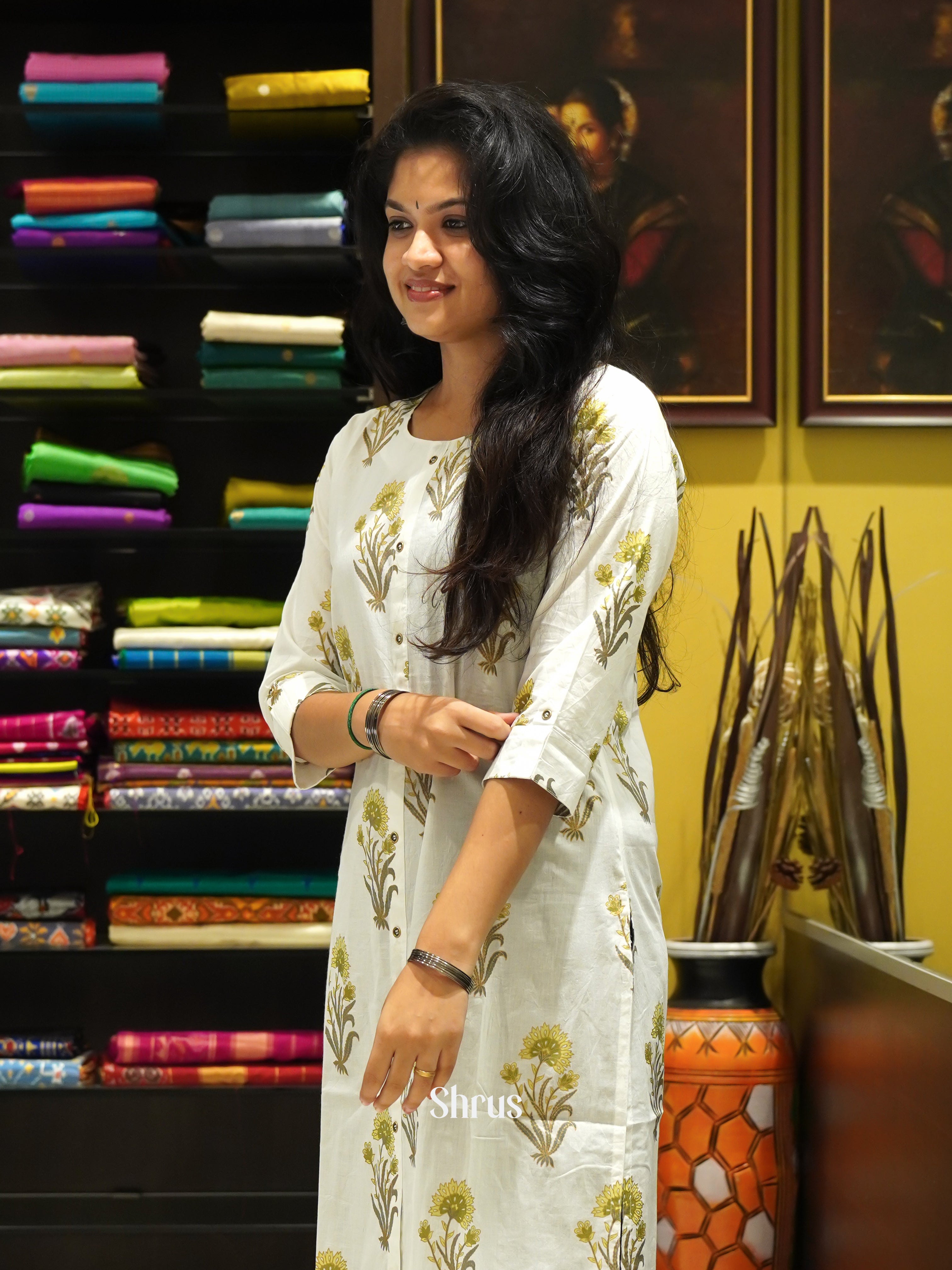 white & Green - Readymade Kurti - Shop on ShrusEternity.com