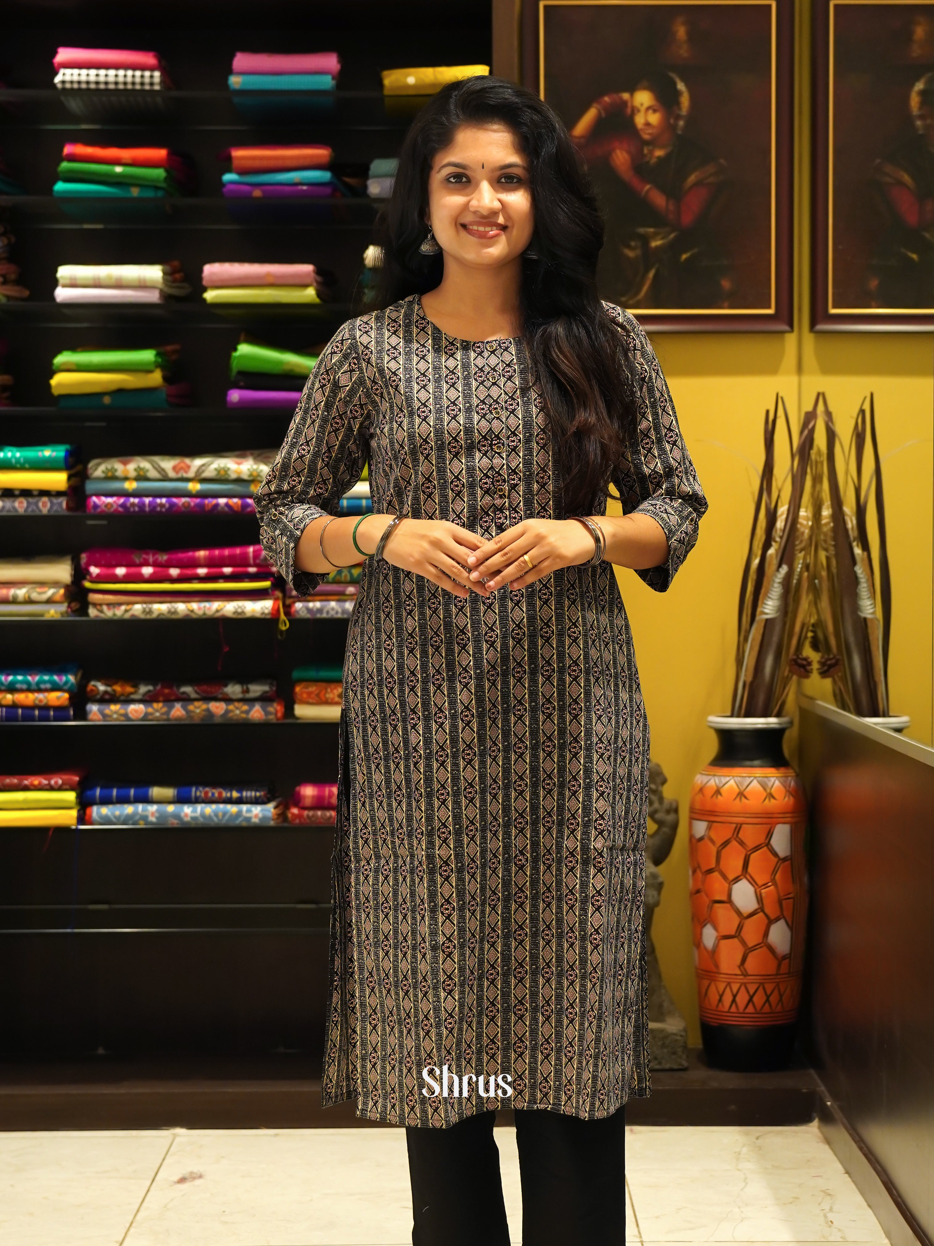 Grey & Black - Readymade Kurti - Shop on ShrusEternity.com