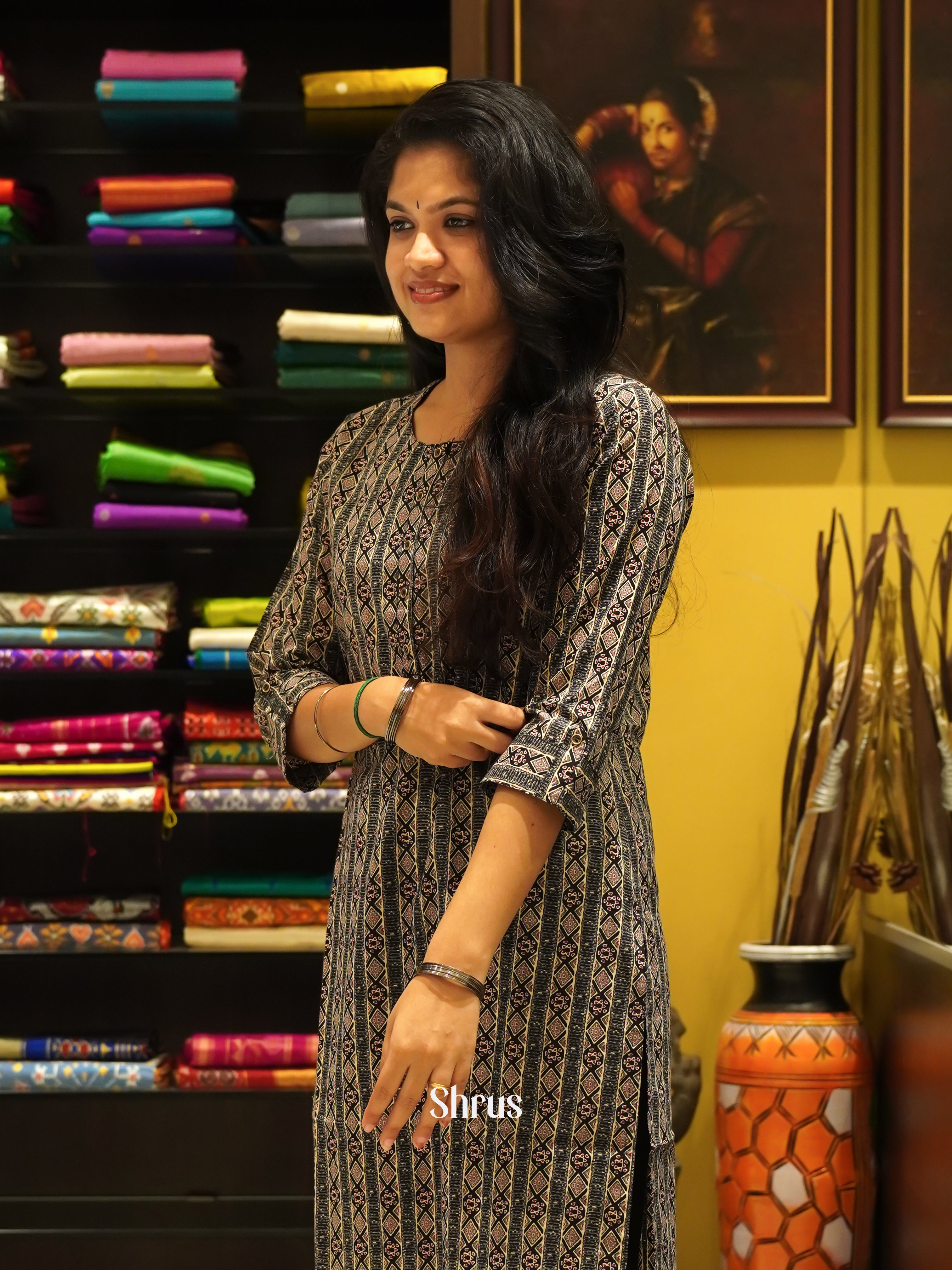 Grey & Black - Readymade Kurti - Shop on ShrusEternity.com