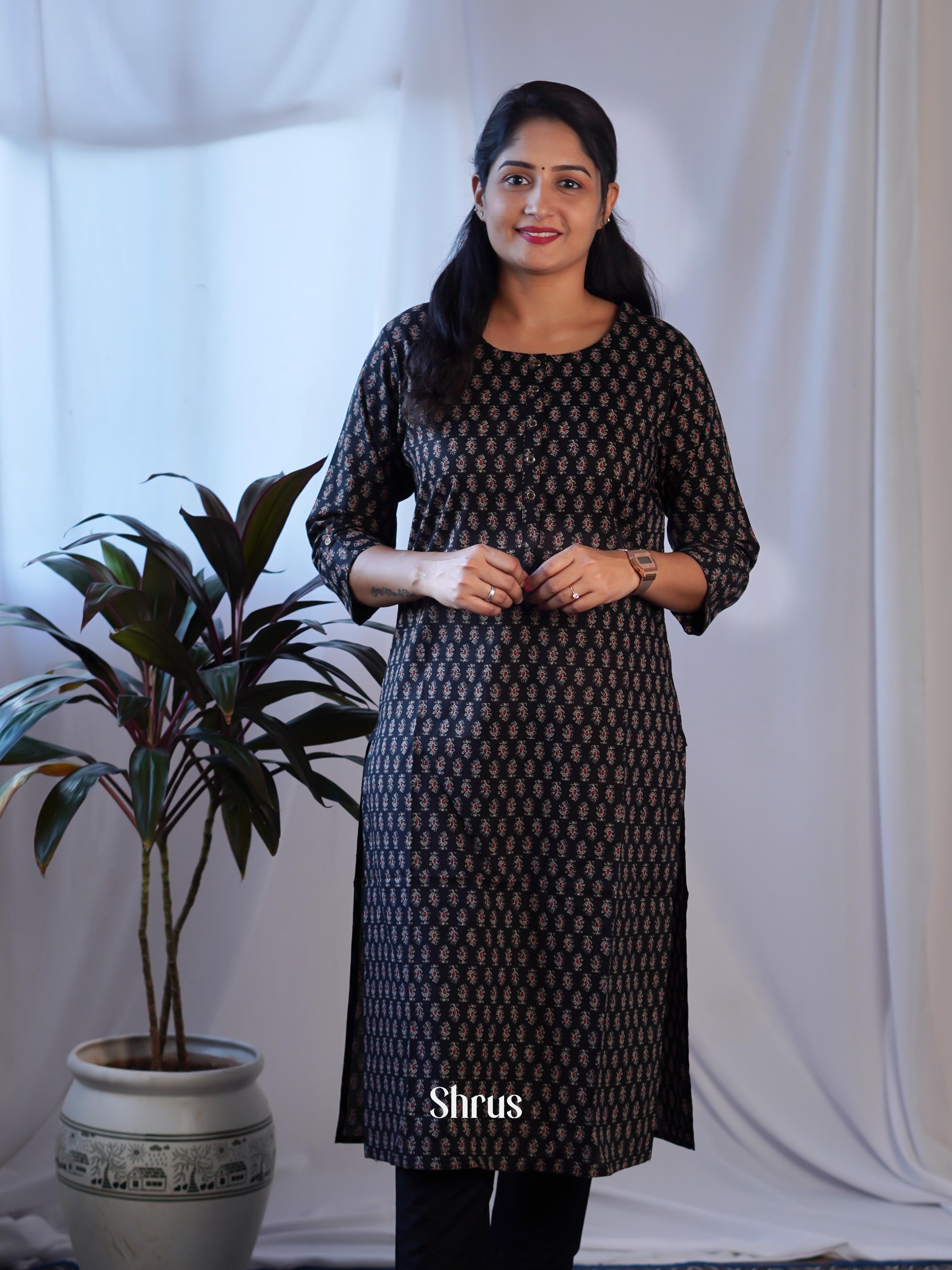 Black - Readymade kurti - Shop on ShrusEternity.com
