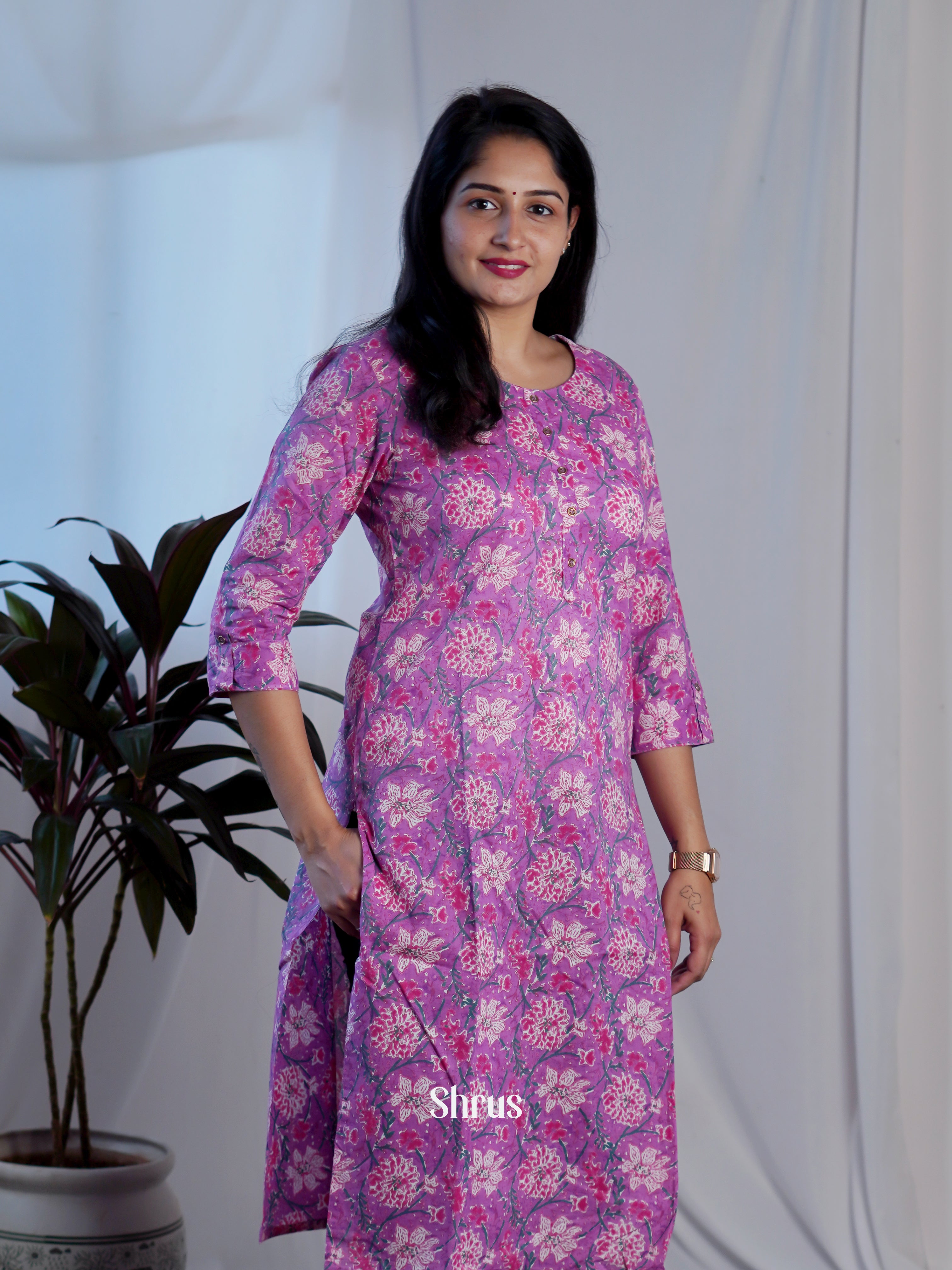 Purple - Readymade Kurti - Shop on ShrusEternity.com