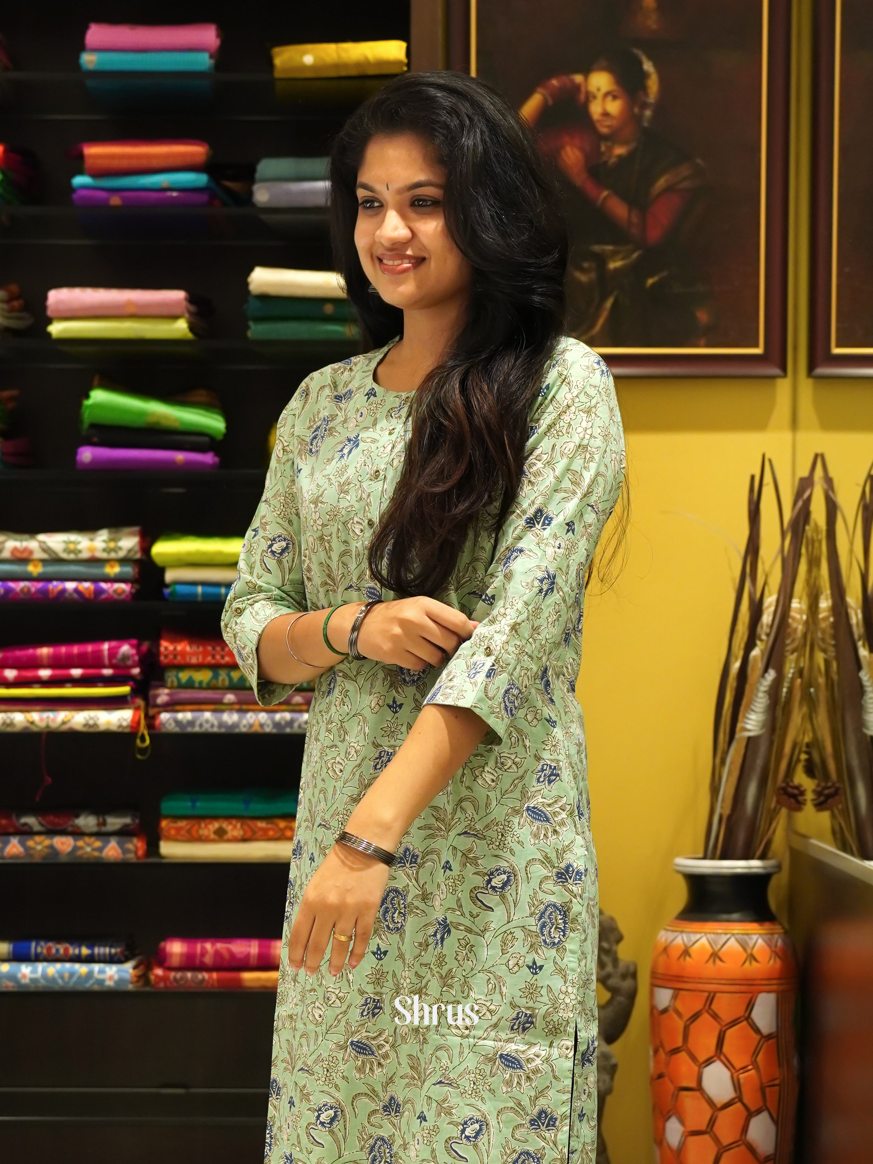 Green - Readymade Kurti - Shop on ShrusEternity.com