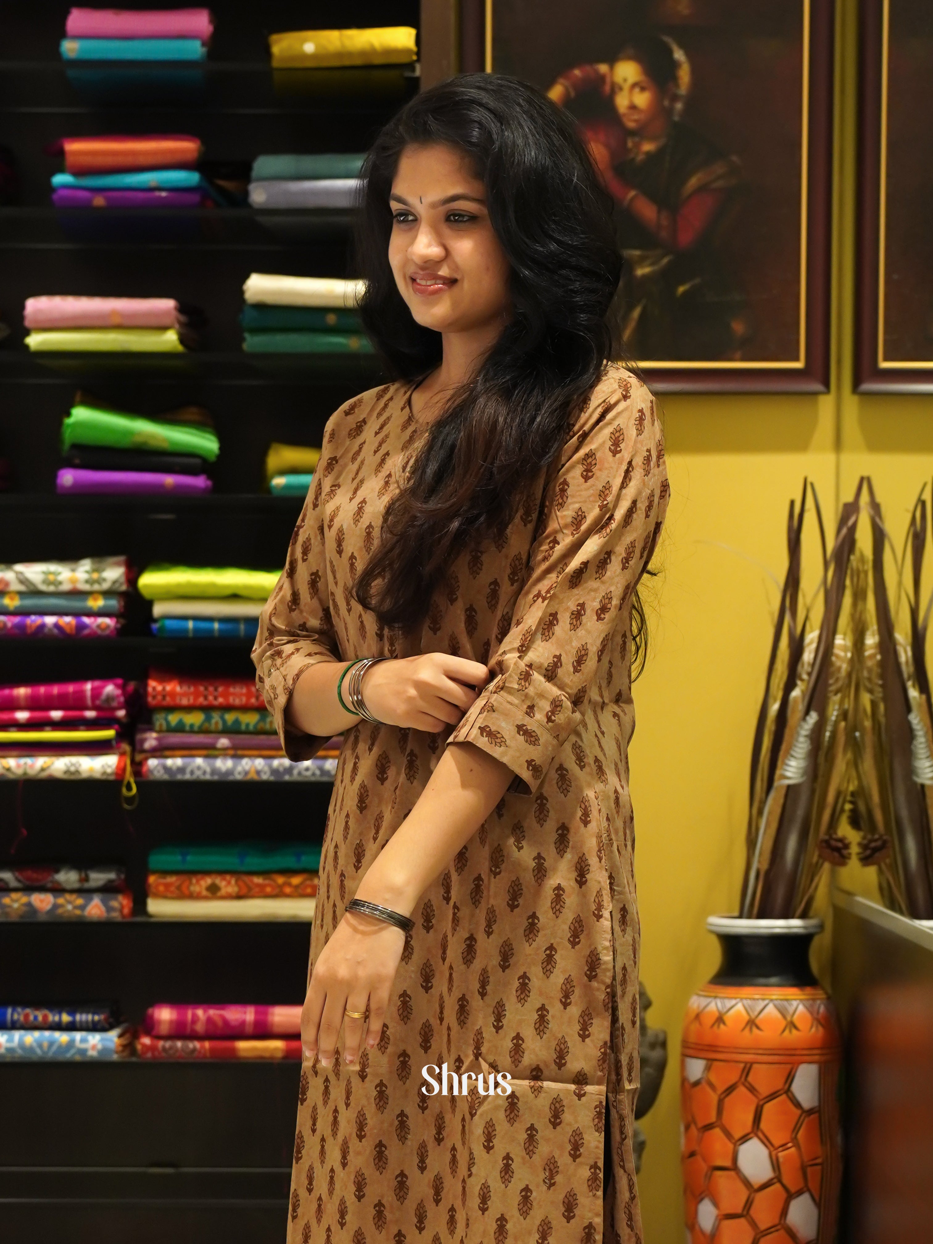 Brown- Readymade Kurti - Shop on ShrusEternity.com