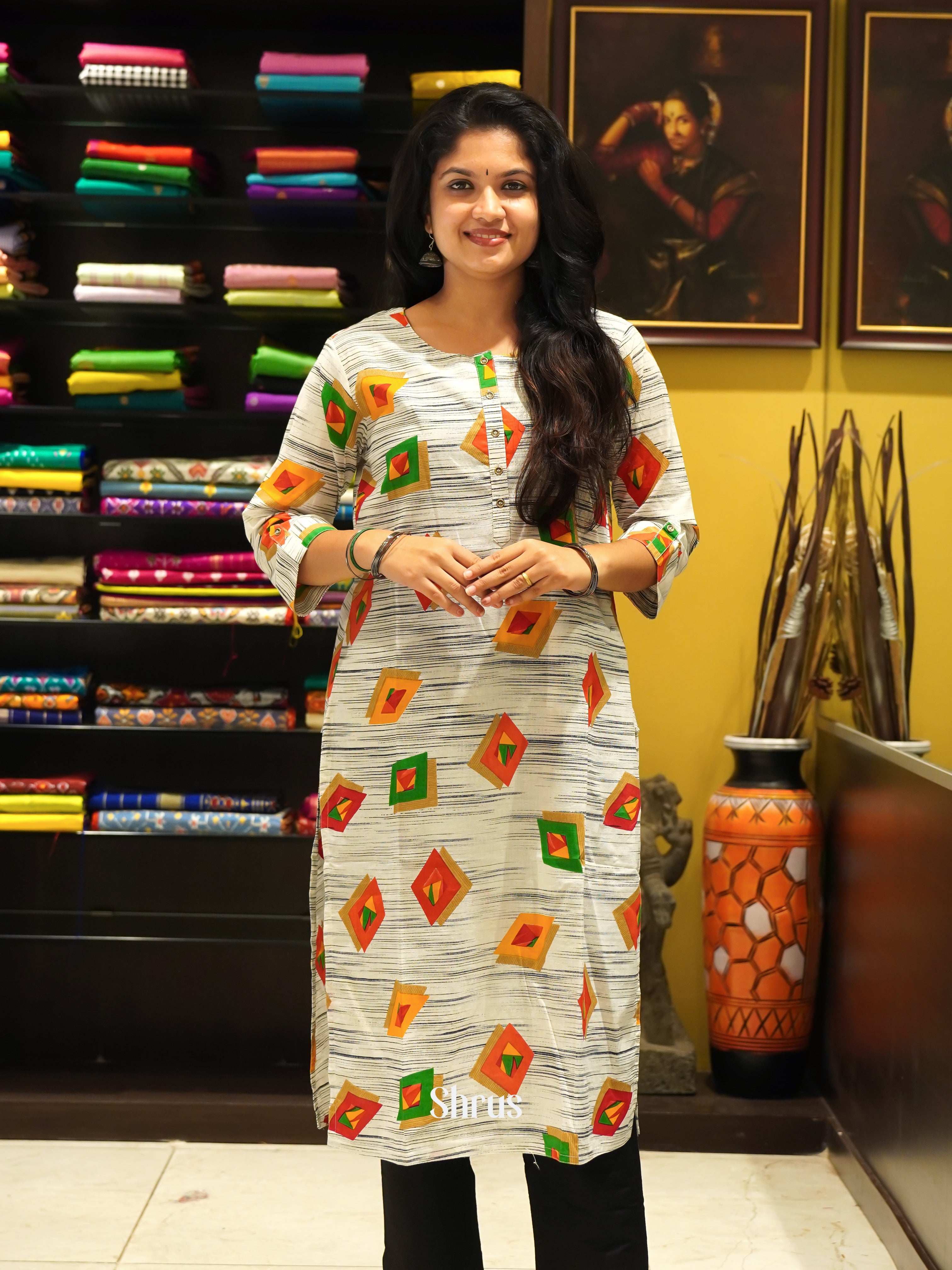 grey & Yellow- Readymade Kurti - Shop on ShrusEternity.com