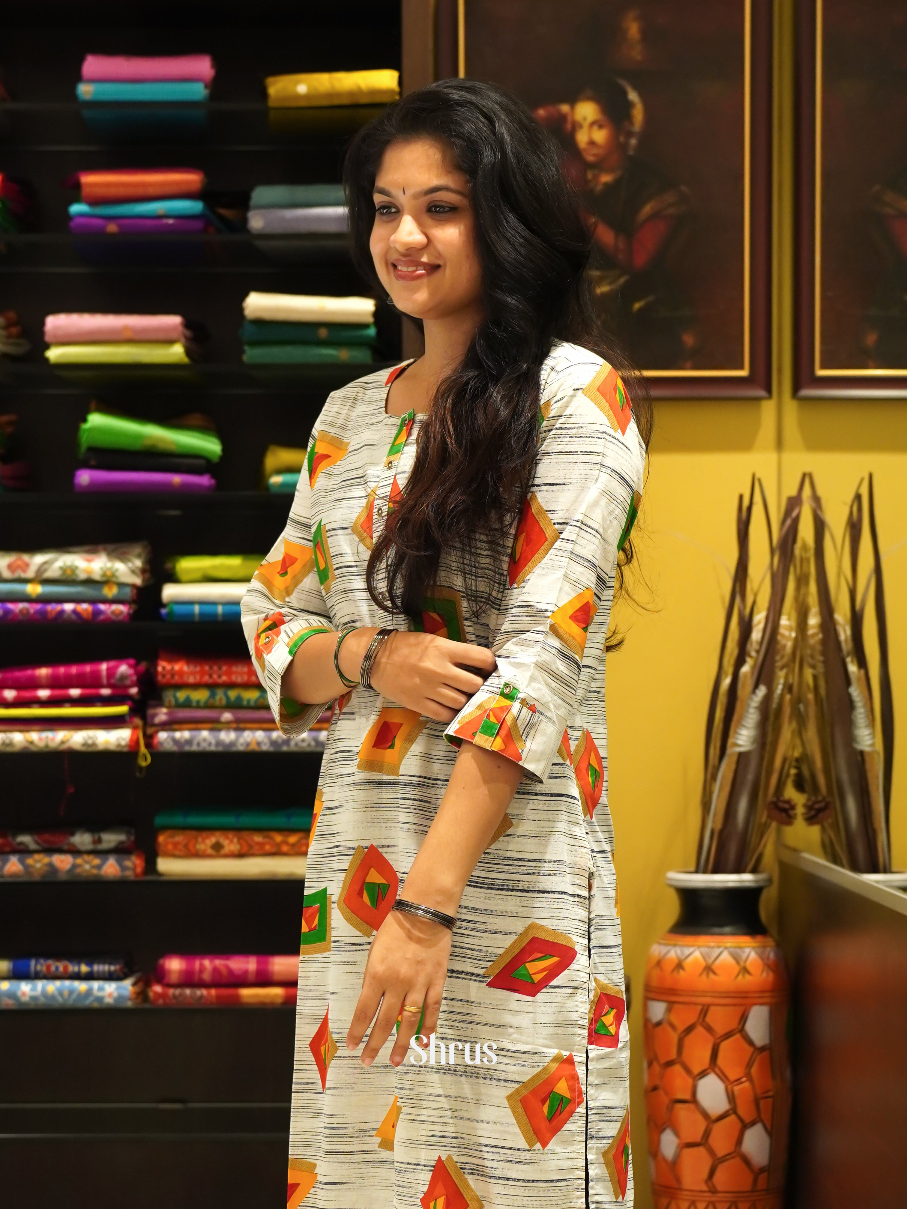 grey & Yellow- Readymade Kurti - Shop on ShrusEternity.com