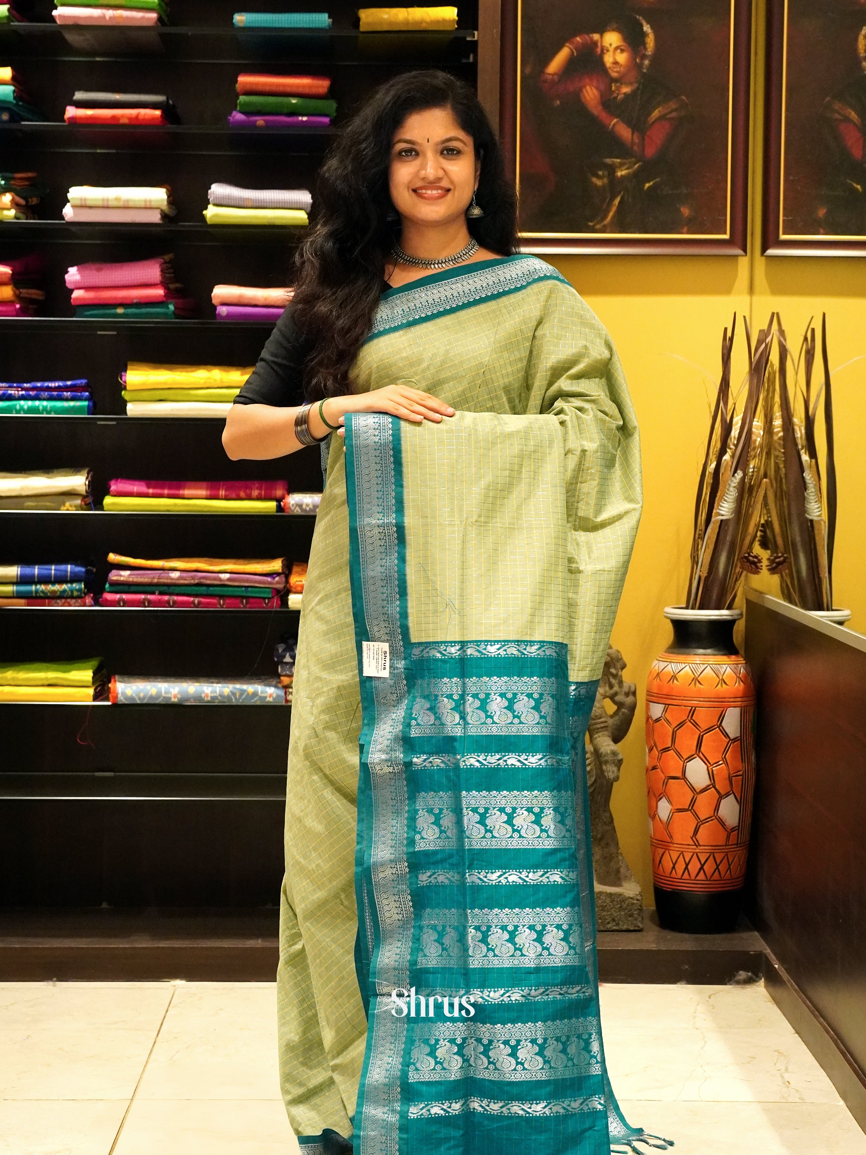 Elachi Green & Green - Kalyani Cotton Saree - Shop on ShrusEternity.com