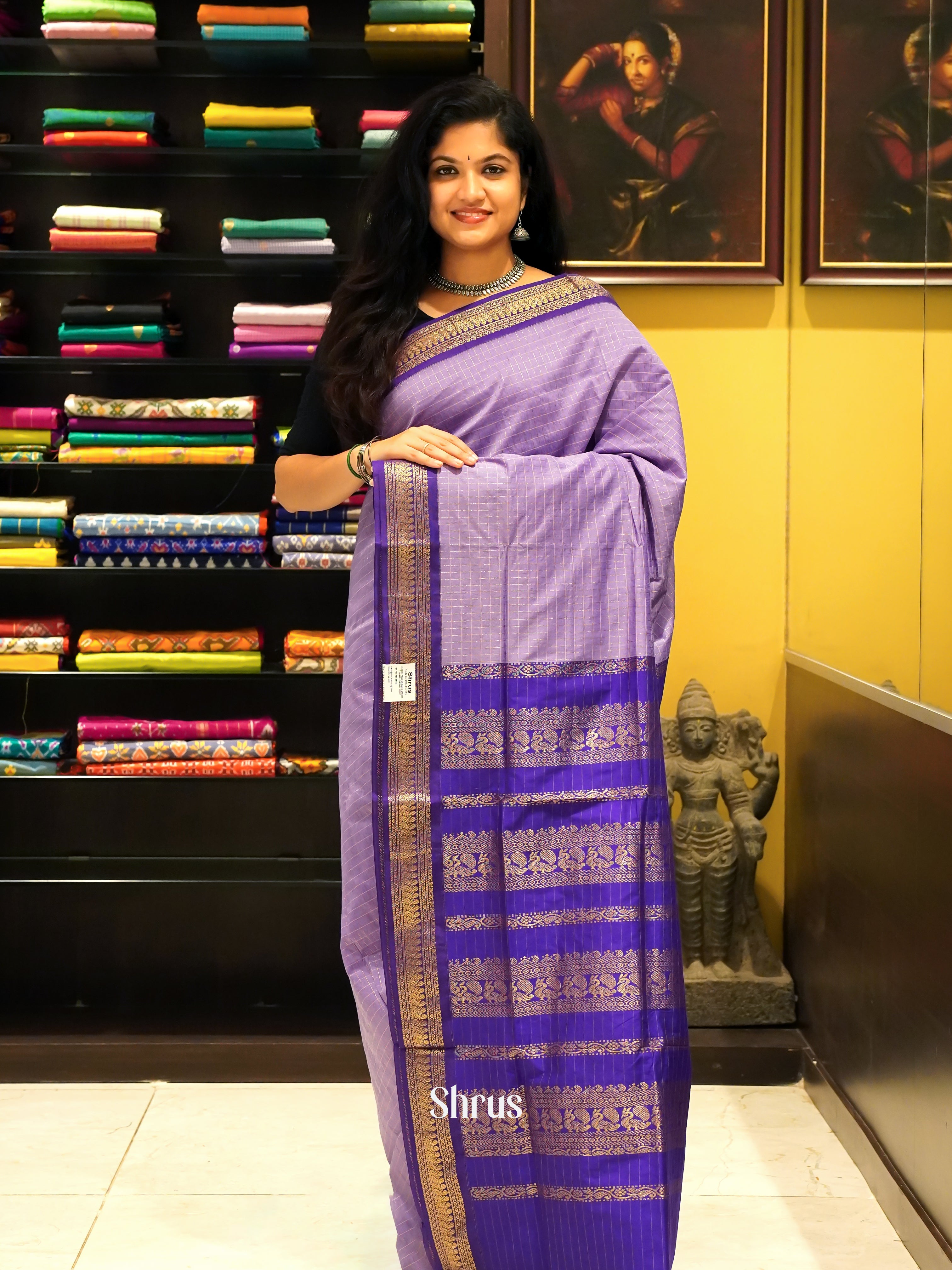 Lavender & Violet - Kalyani Cotton Saree - Shop on ShrusEternity.com