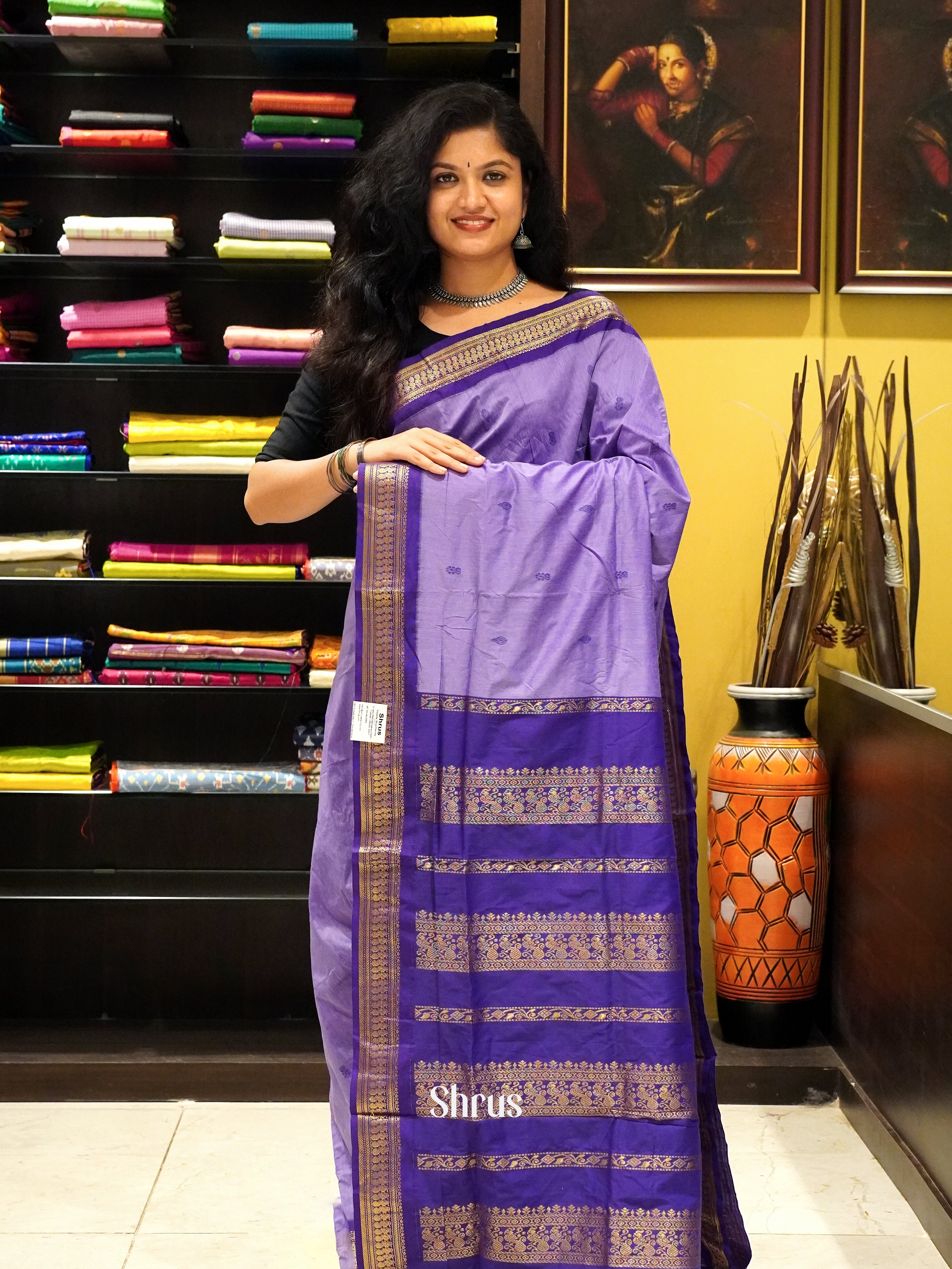 Lavender & Violet- Kalyani Cotton Saree - Shop on ShrusEternity.com