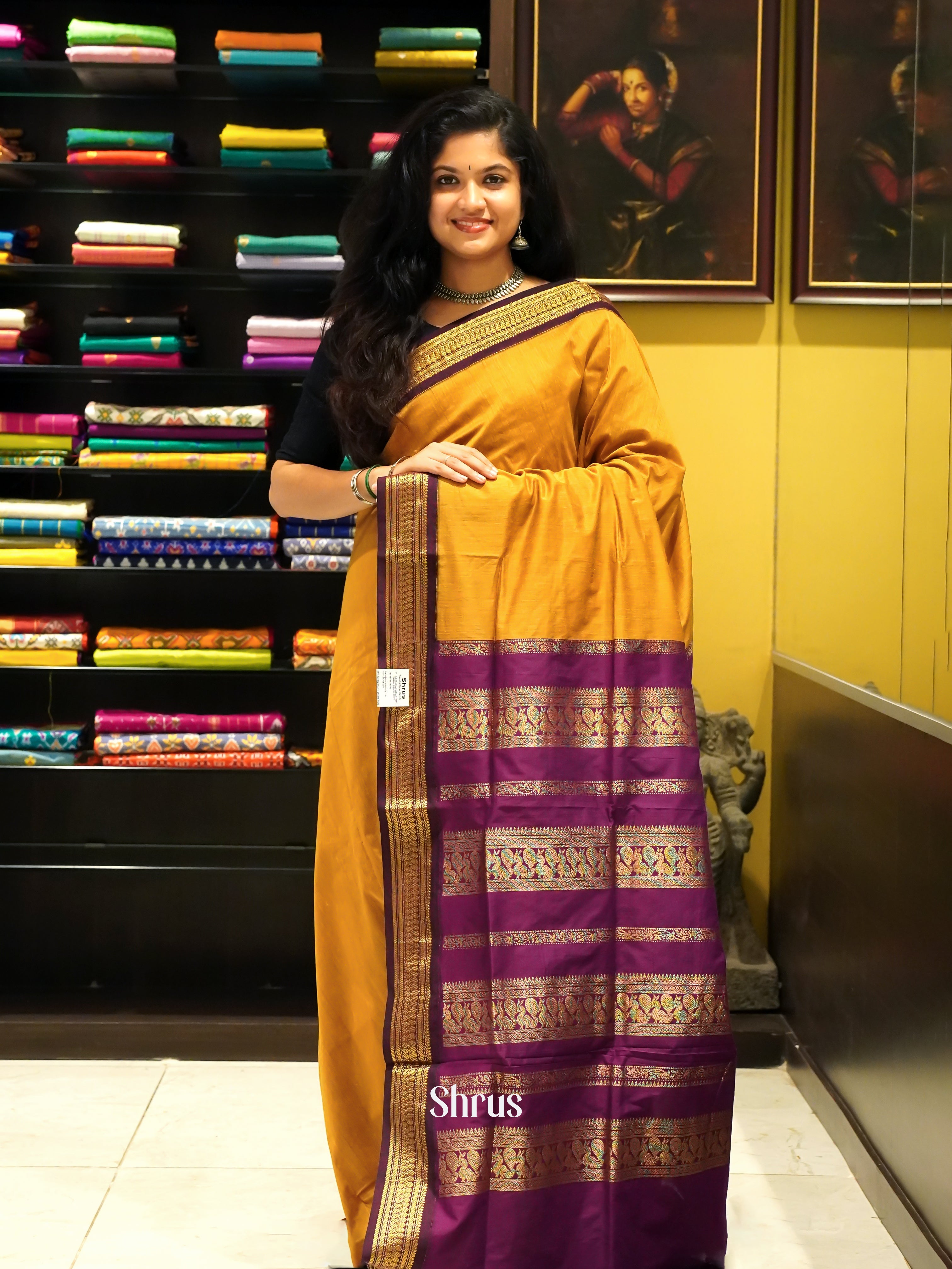 Mustard & Violet - Kalyani Cotton Saree - Shop on ShrusEternity.com