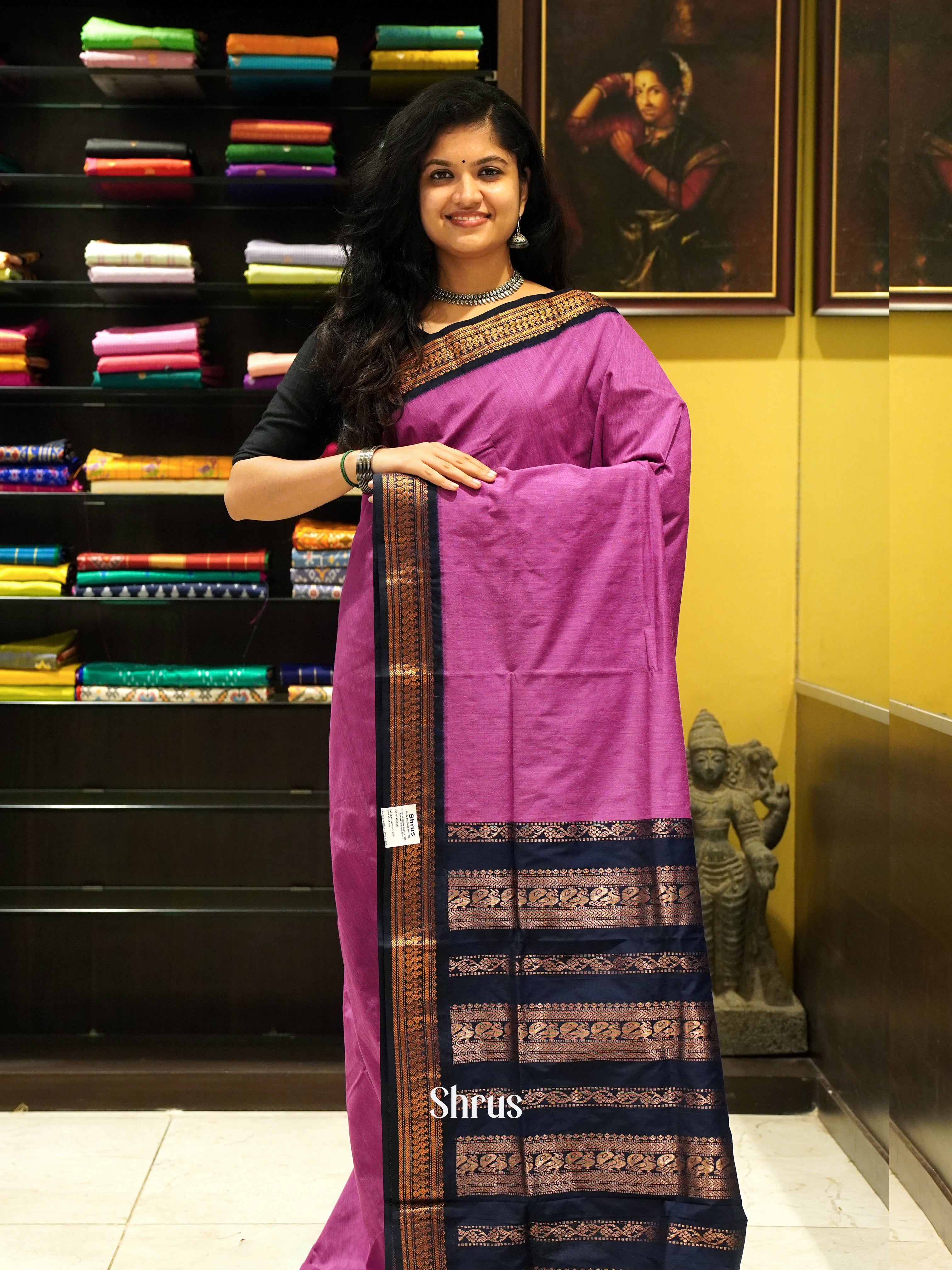 Majenta & Blue - Kalyani Cotton Saree - Shop on ShrusEternity.com