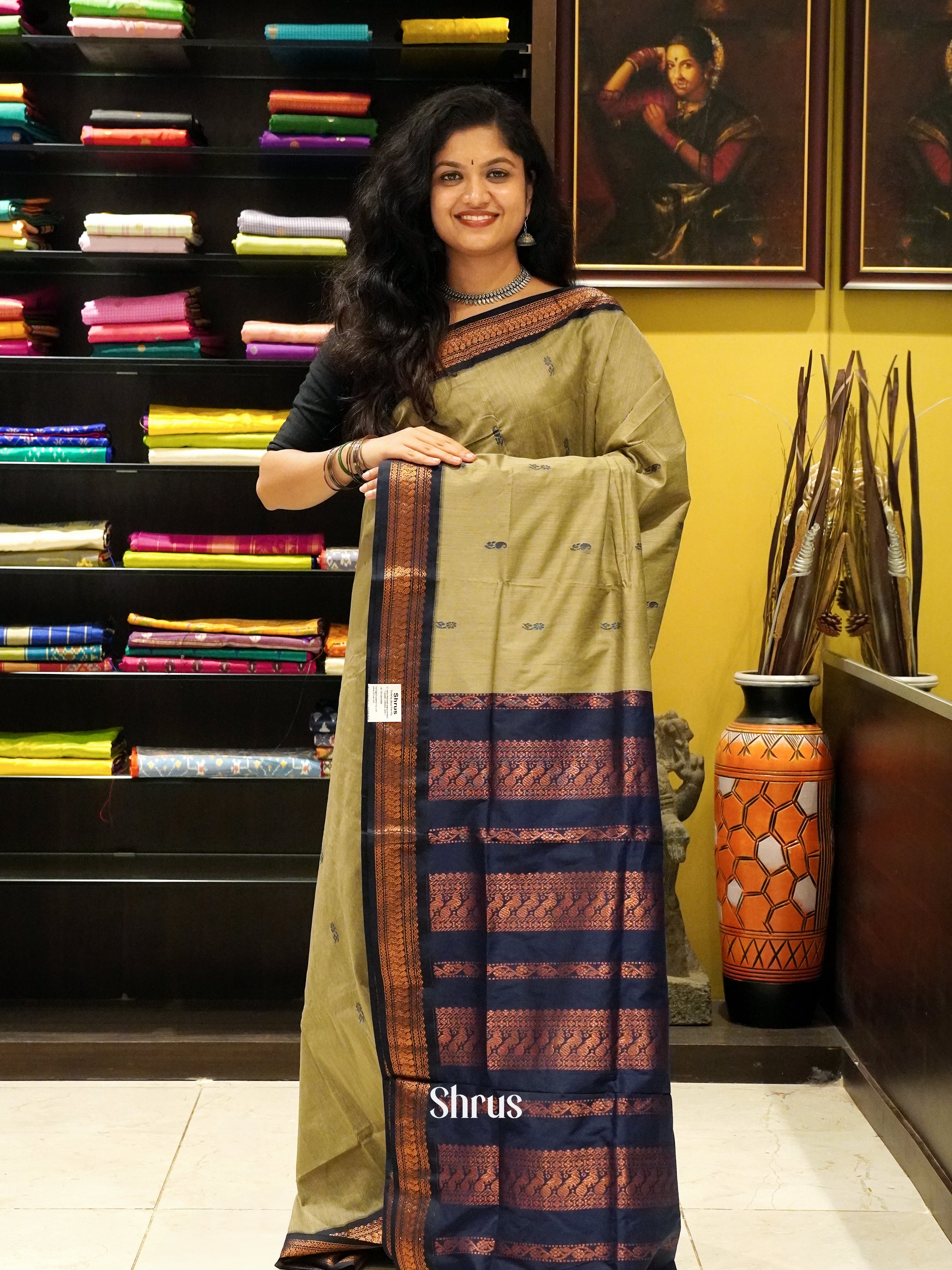 Elachi Green & Blue- Kalyani Cotton Saree - Shop on ShrusEternity.com