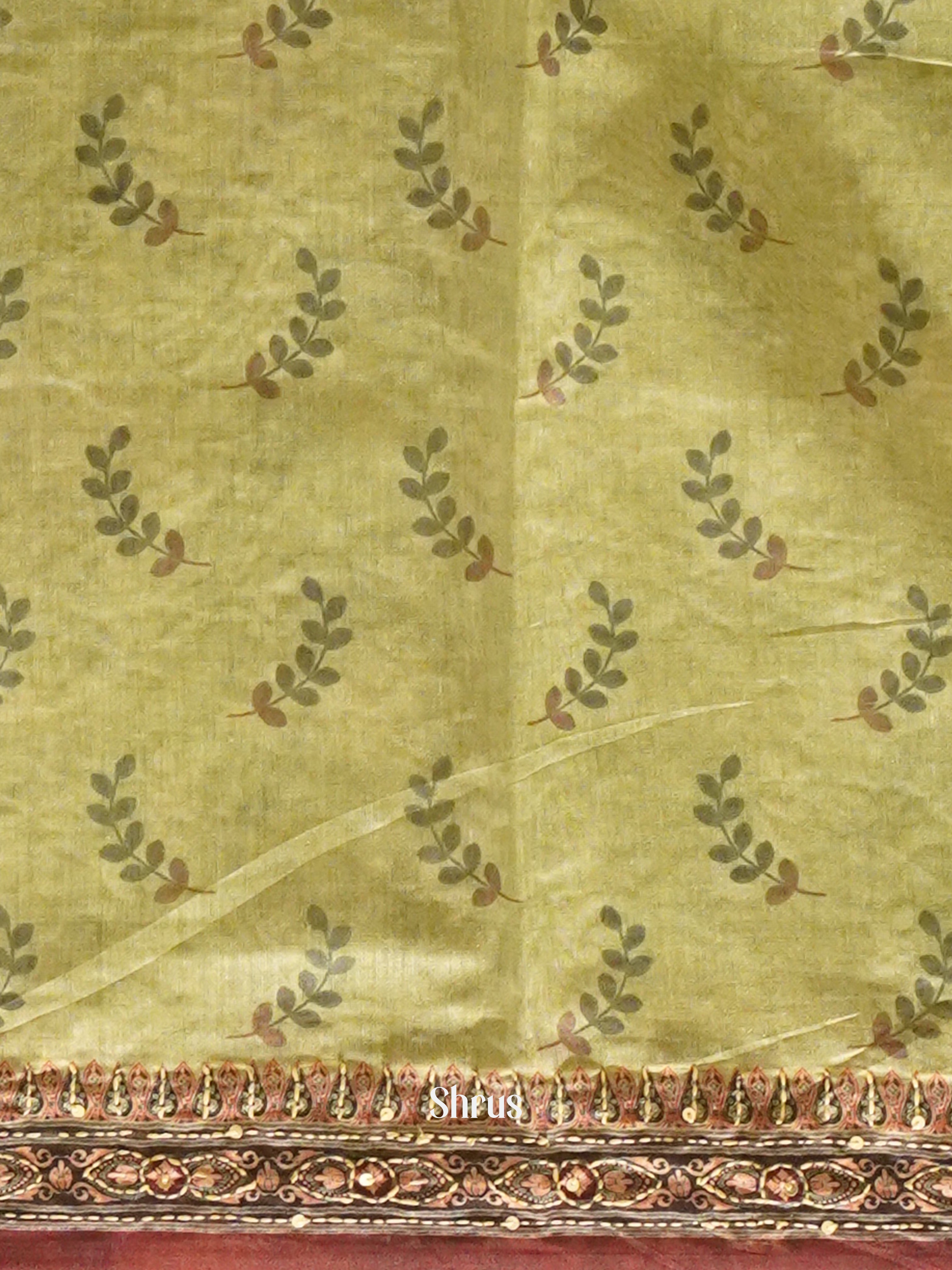 Green & Brown - Semi Kantha Saree - Shop on ShrusEternity.com