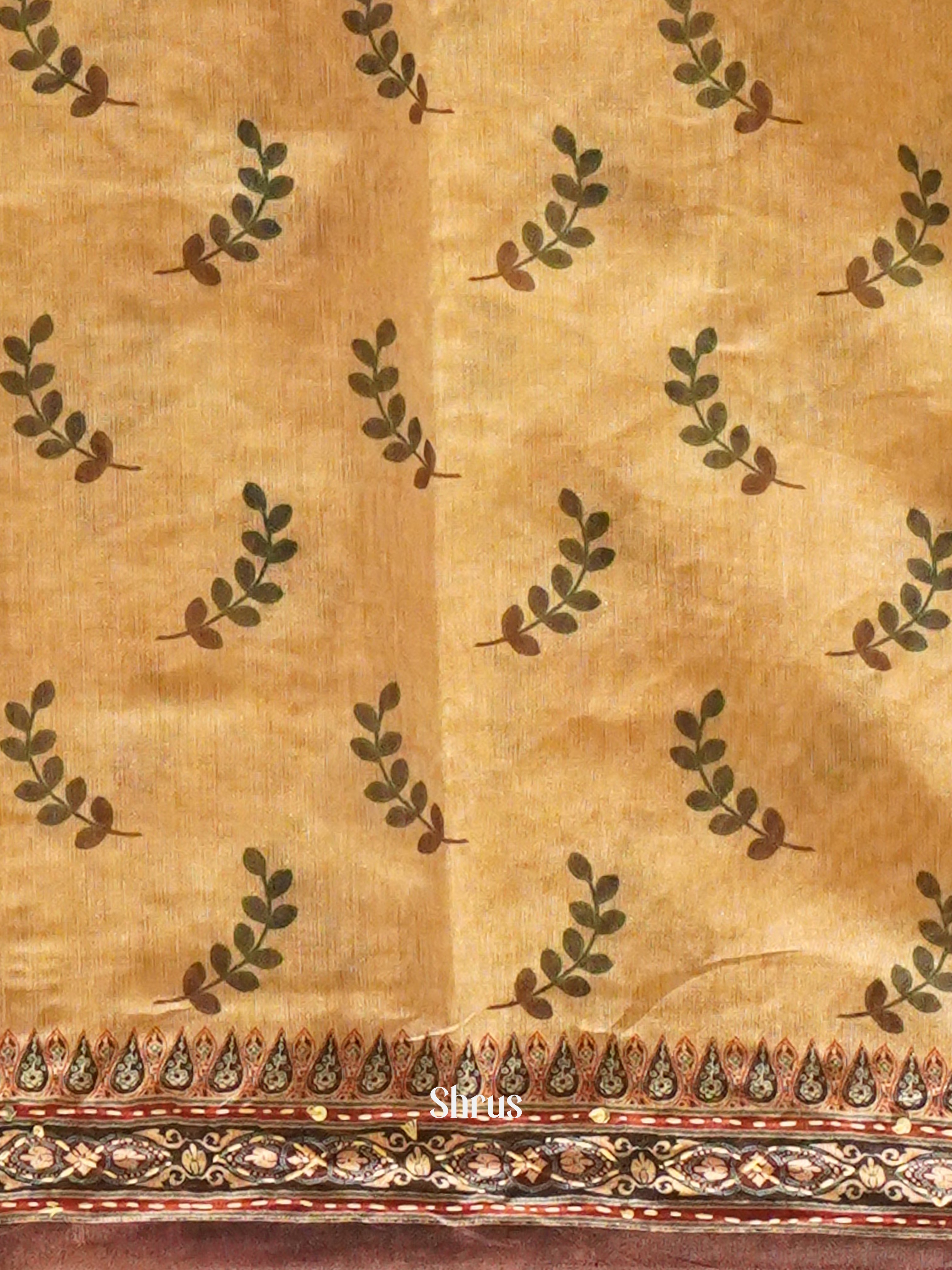 Orange & Brown - Semi Kantha Saree - Shop on ShrusEternity.com
