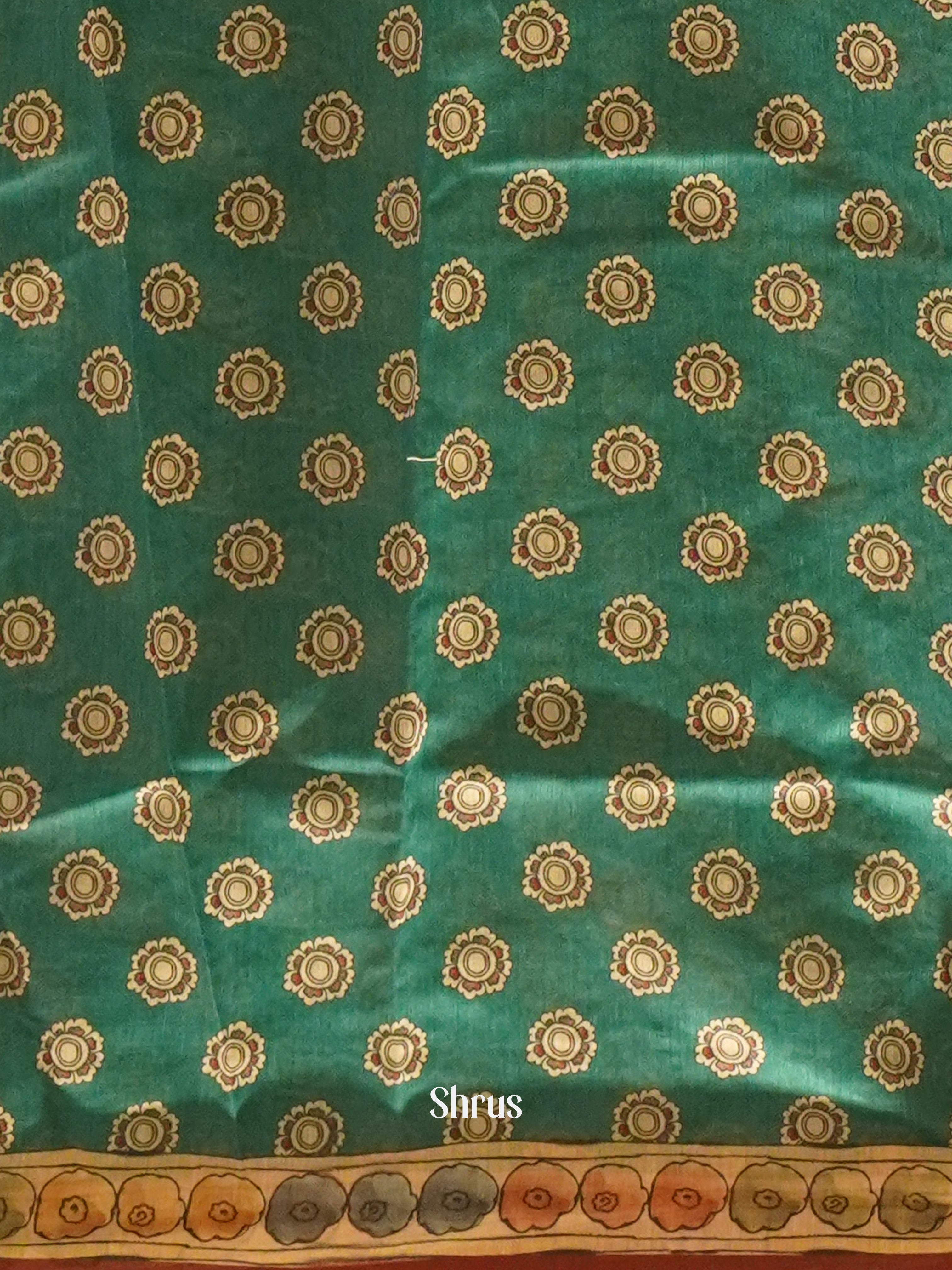 Green & Brown - Semi Kantha Saree - Shop on ShrusEternity.com