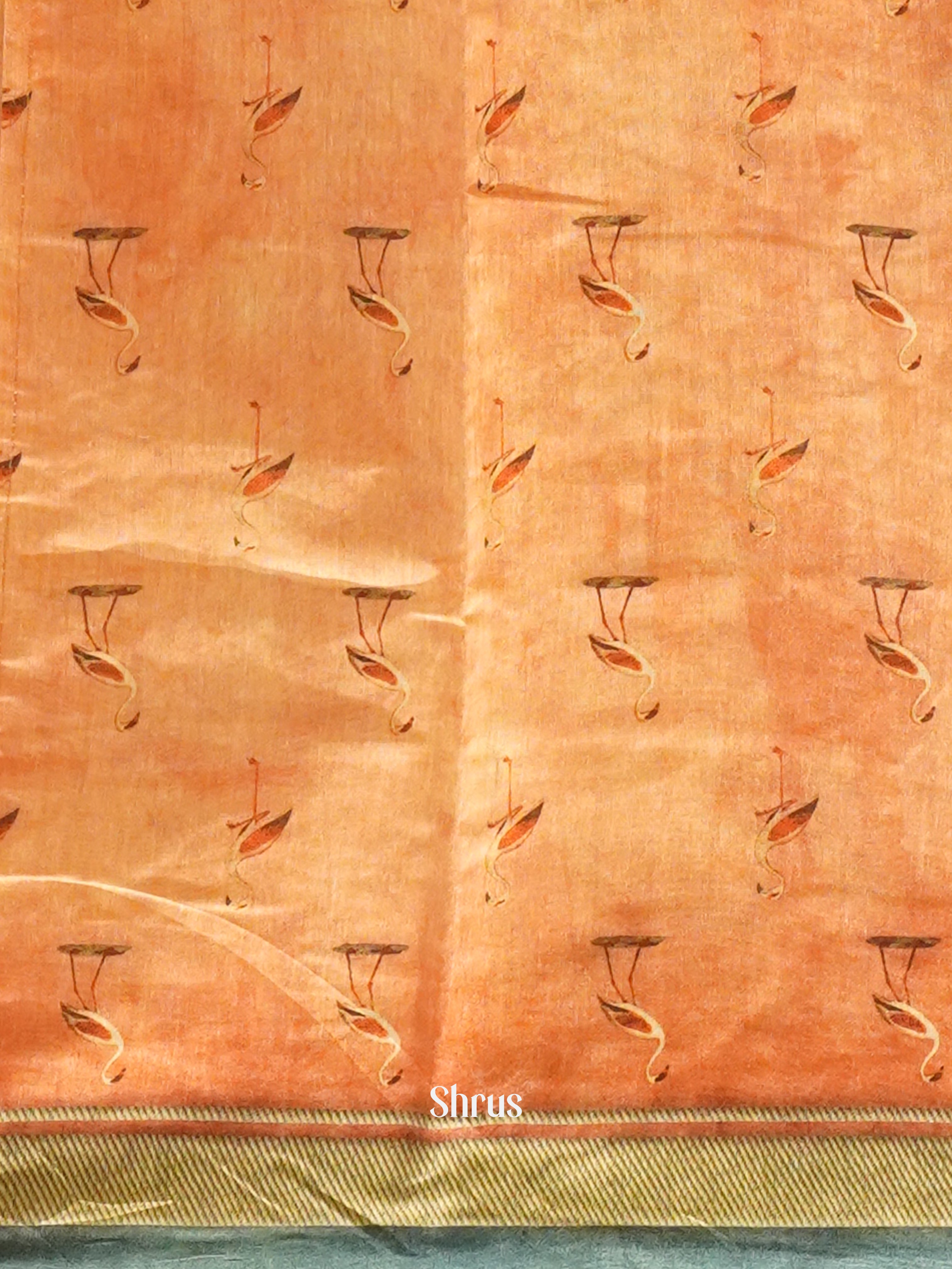 Orangish Pink & Grey - Semi Kantha Saree - Shop on ShrusEternity.com