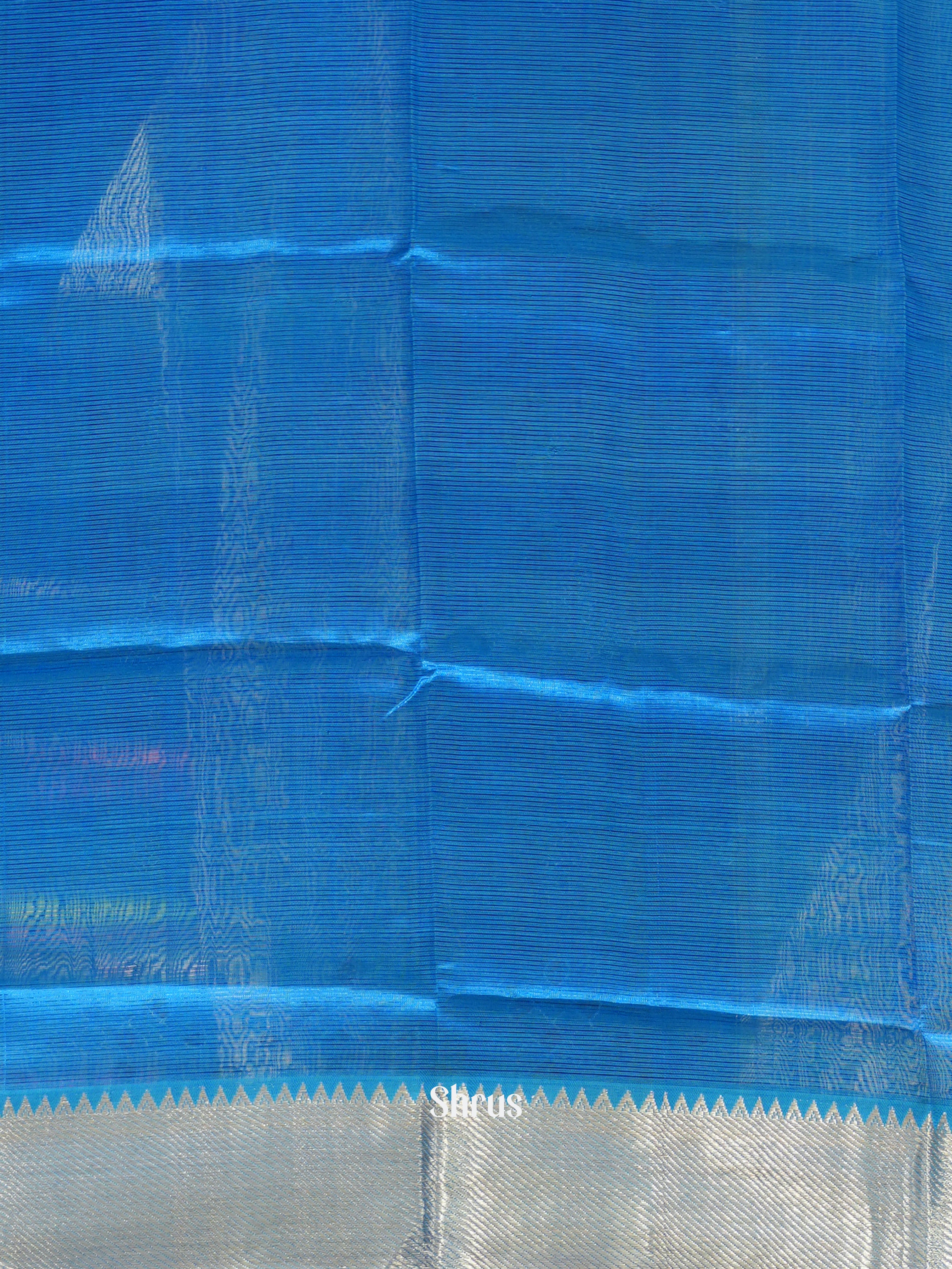 Blue(Single Tone)- Mangalagiri silkcotton Saree - Shop on ShrusEternity.com