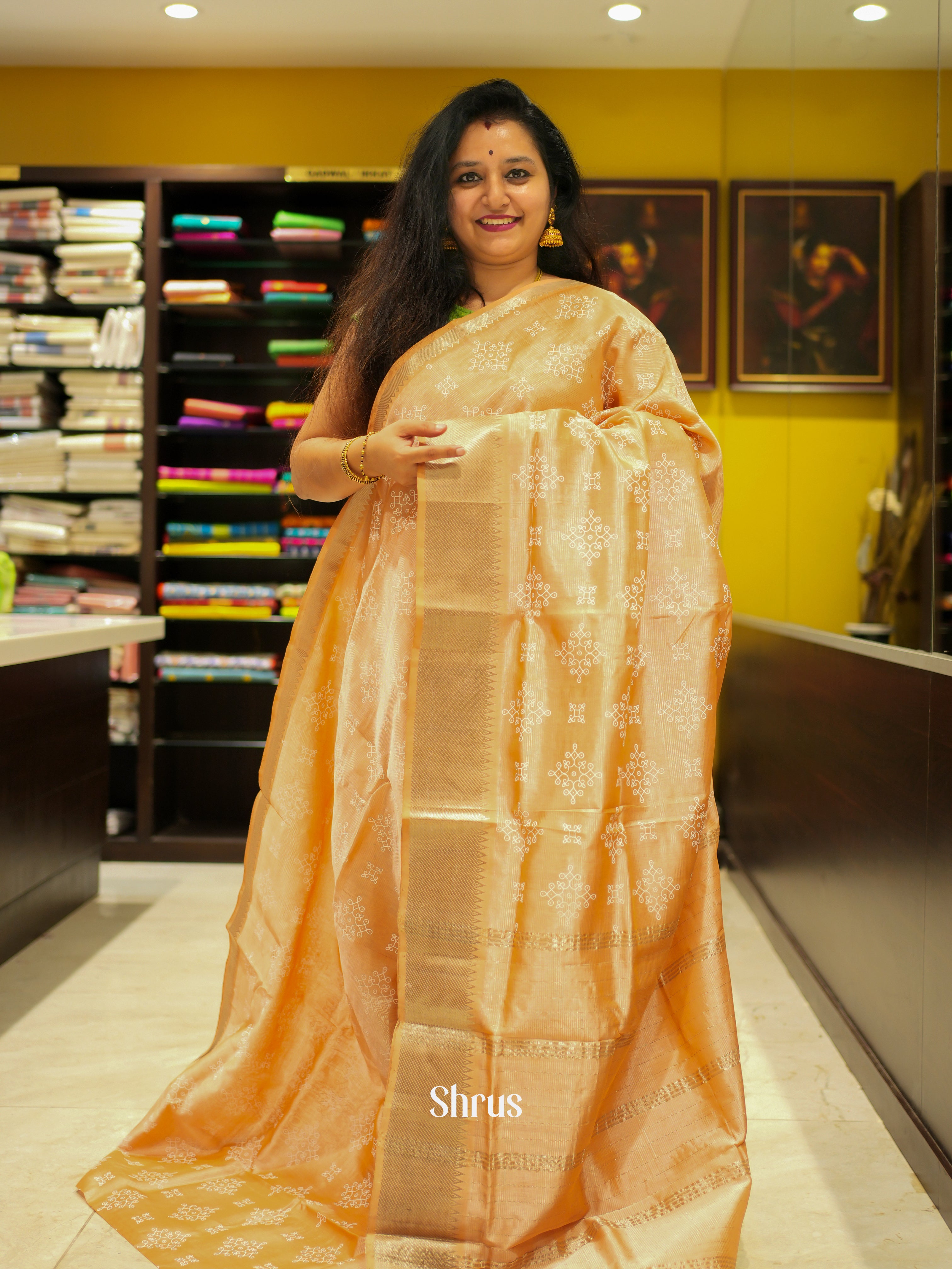 Sandal(Single Tone) - Mangalagiri silkcotton Saree - Shop on ShrusEternity.com