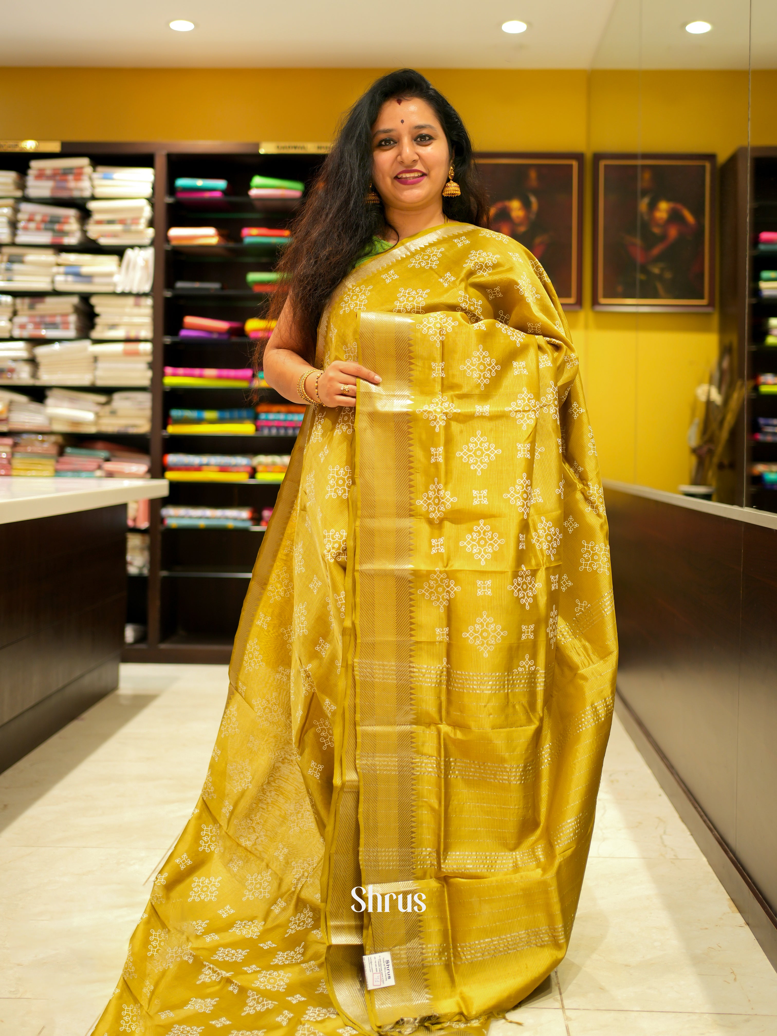 Green(Single Tone) - Mangalagiri silkcotton Saree - Shop on ShrusEternity.com