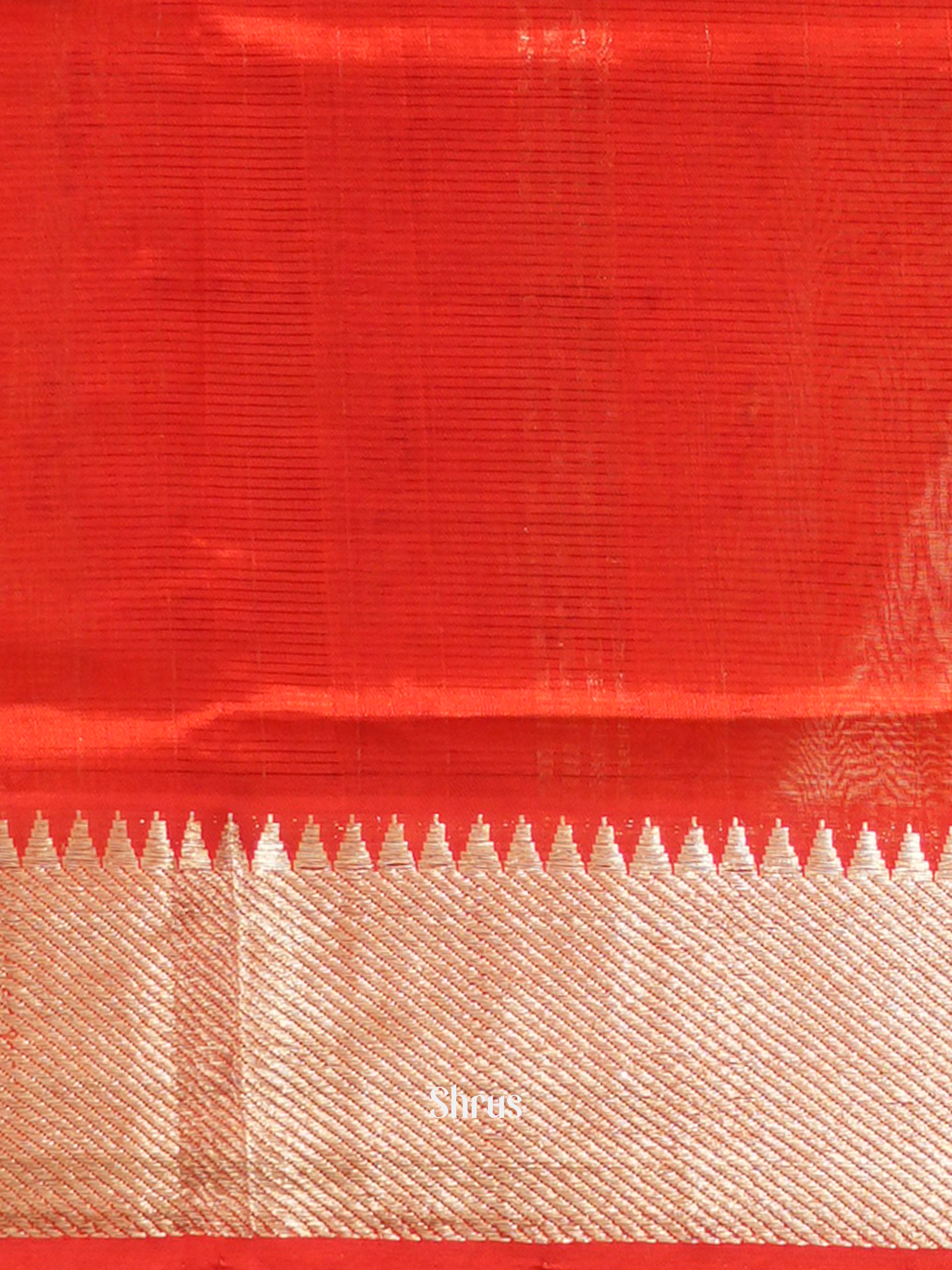 Red(Single Tone) - Mangalagiri silkcotton Saree - Shop on ShrusEternity.com