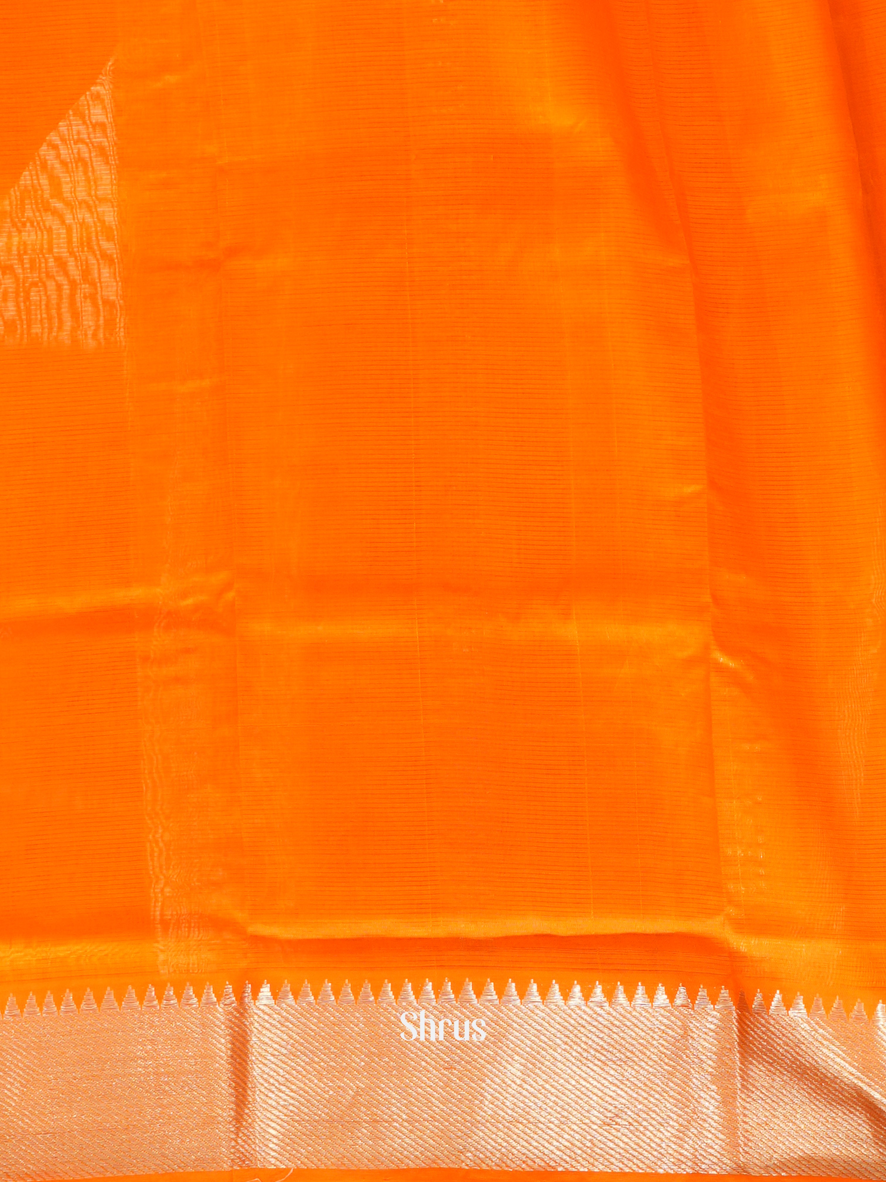 Orange(Single Tone) - Mangalagiri silkcotton Saree - Shop on ShrusEternity.com