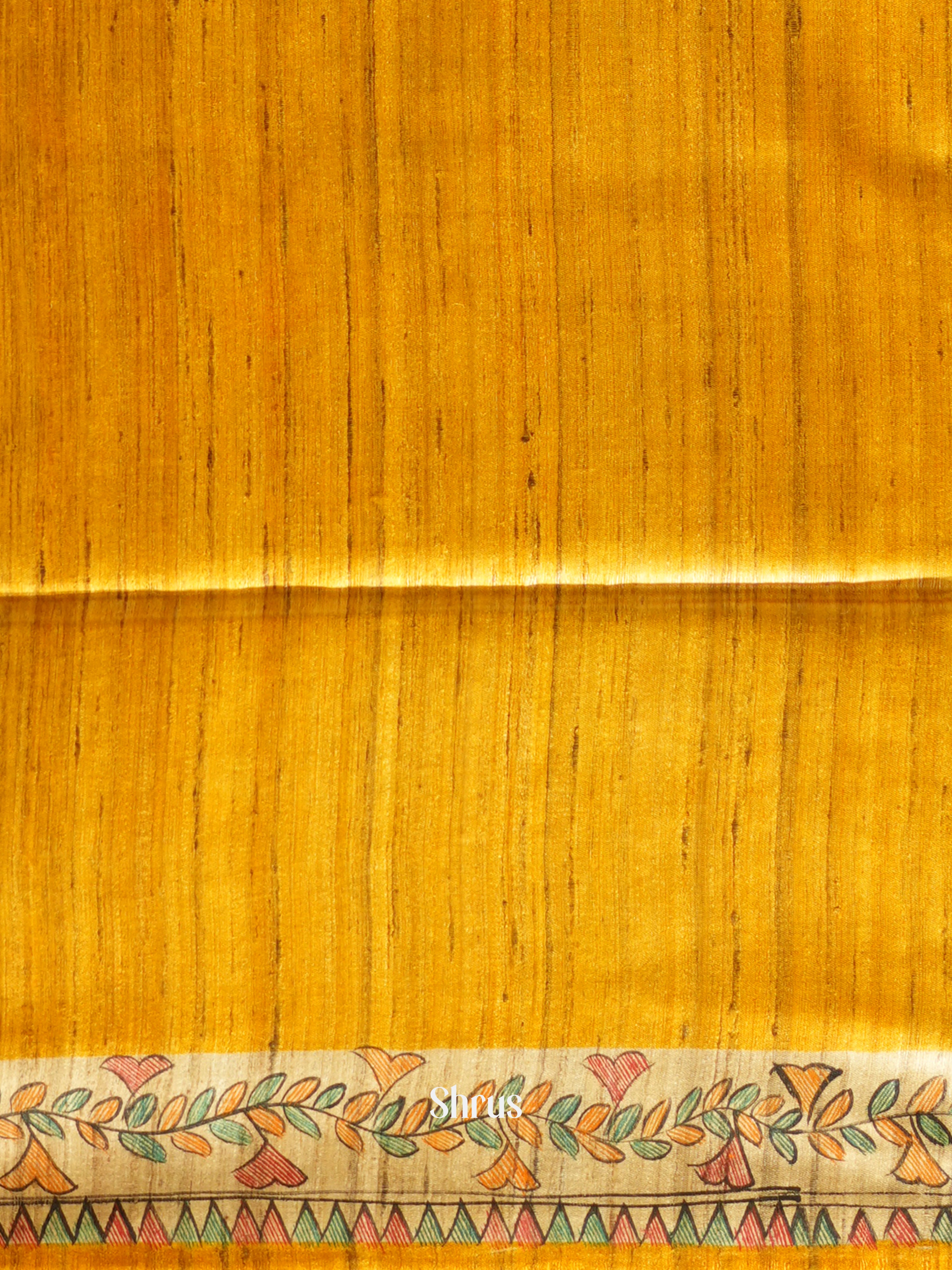 Mustard & Cream - Tussar Saree - Shop on ShrusEternity.com