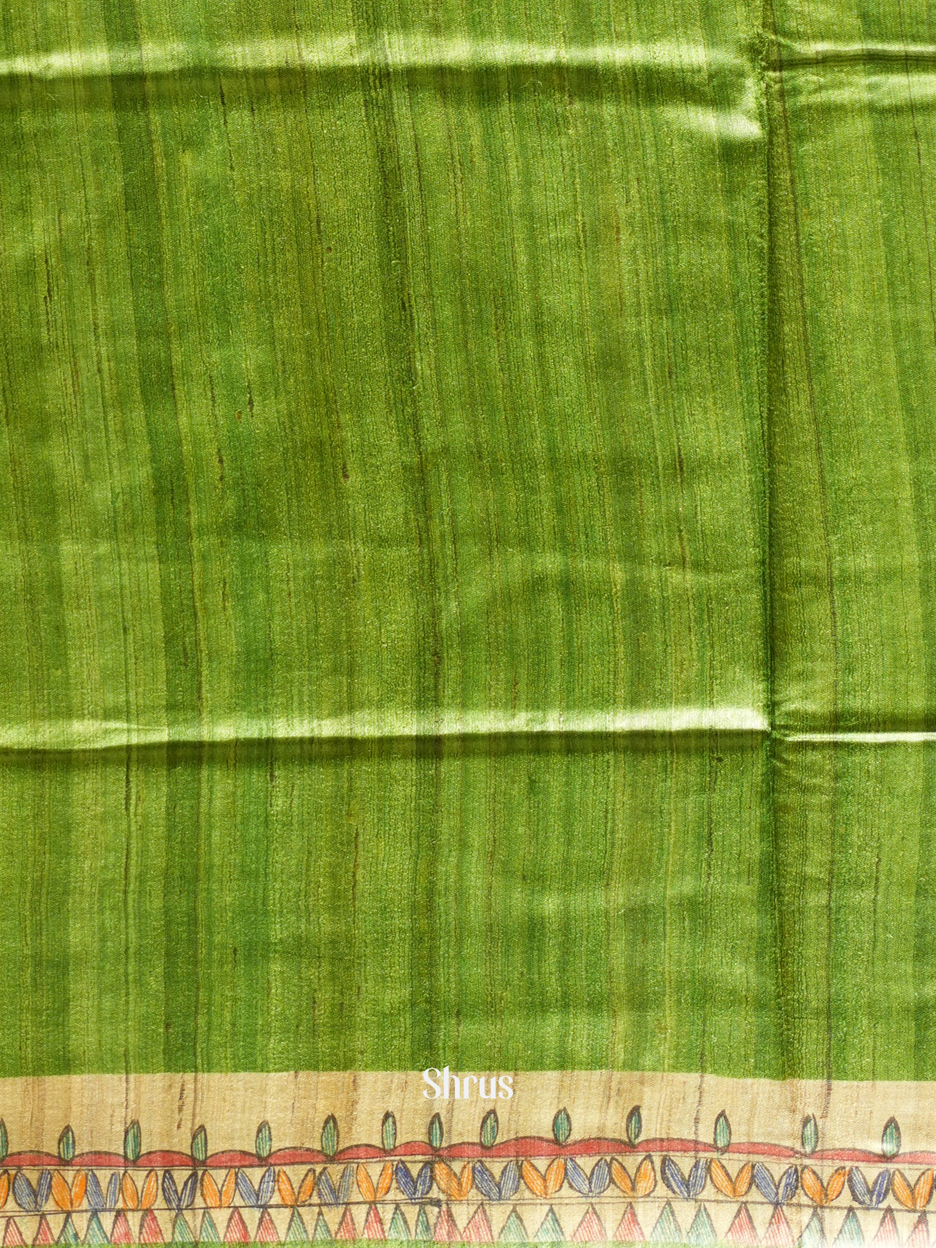 Green & Cream - Tussar Saree - Shop on ShrusEternity.com