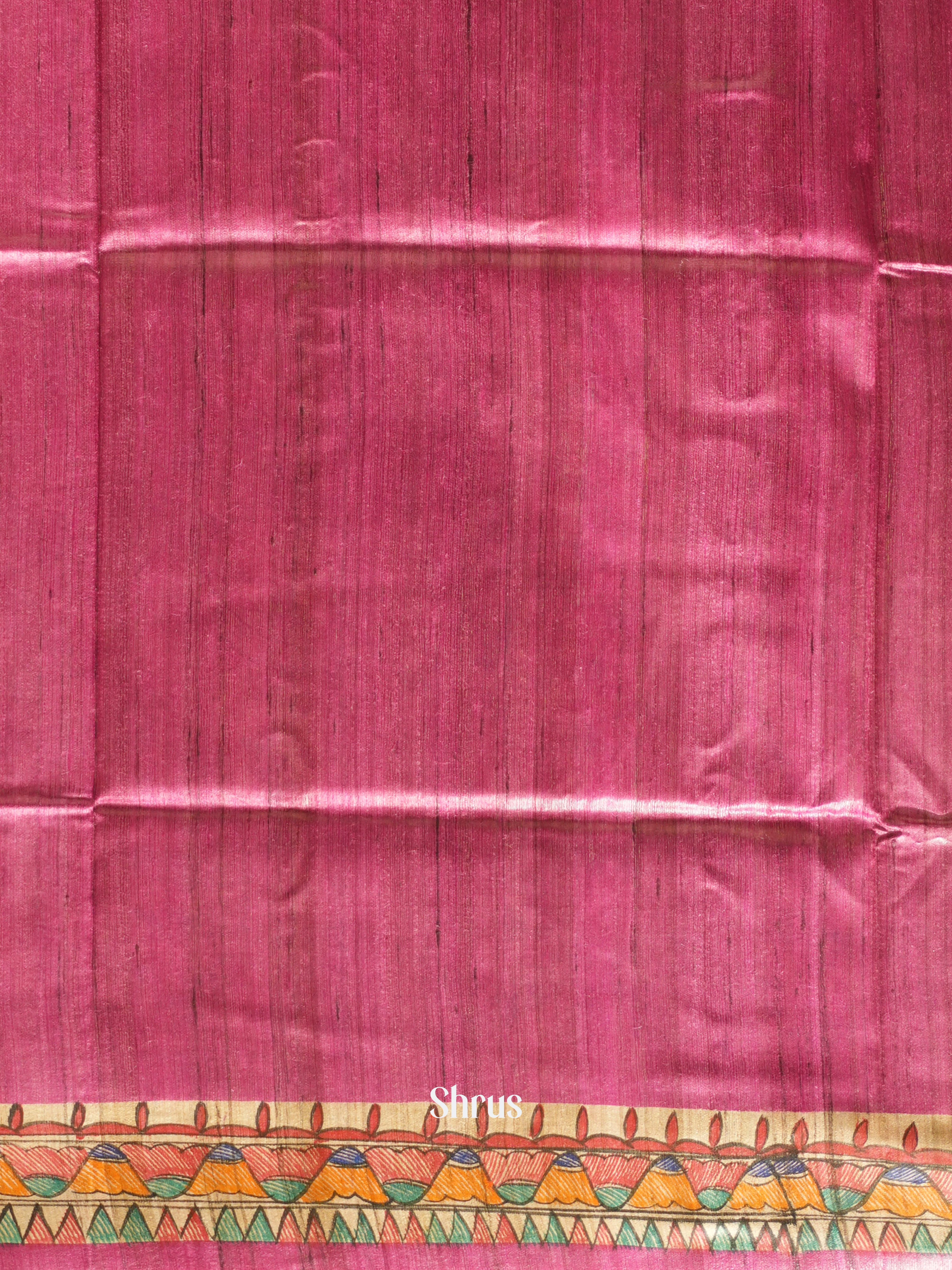 Pink & Cream - Tussar Saree - Shop on ShrusEternity.com