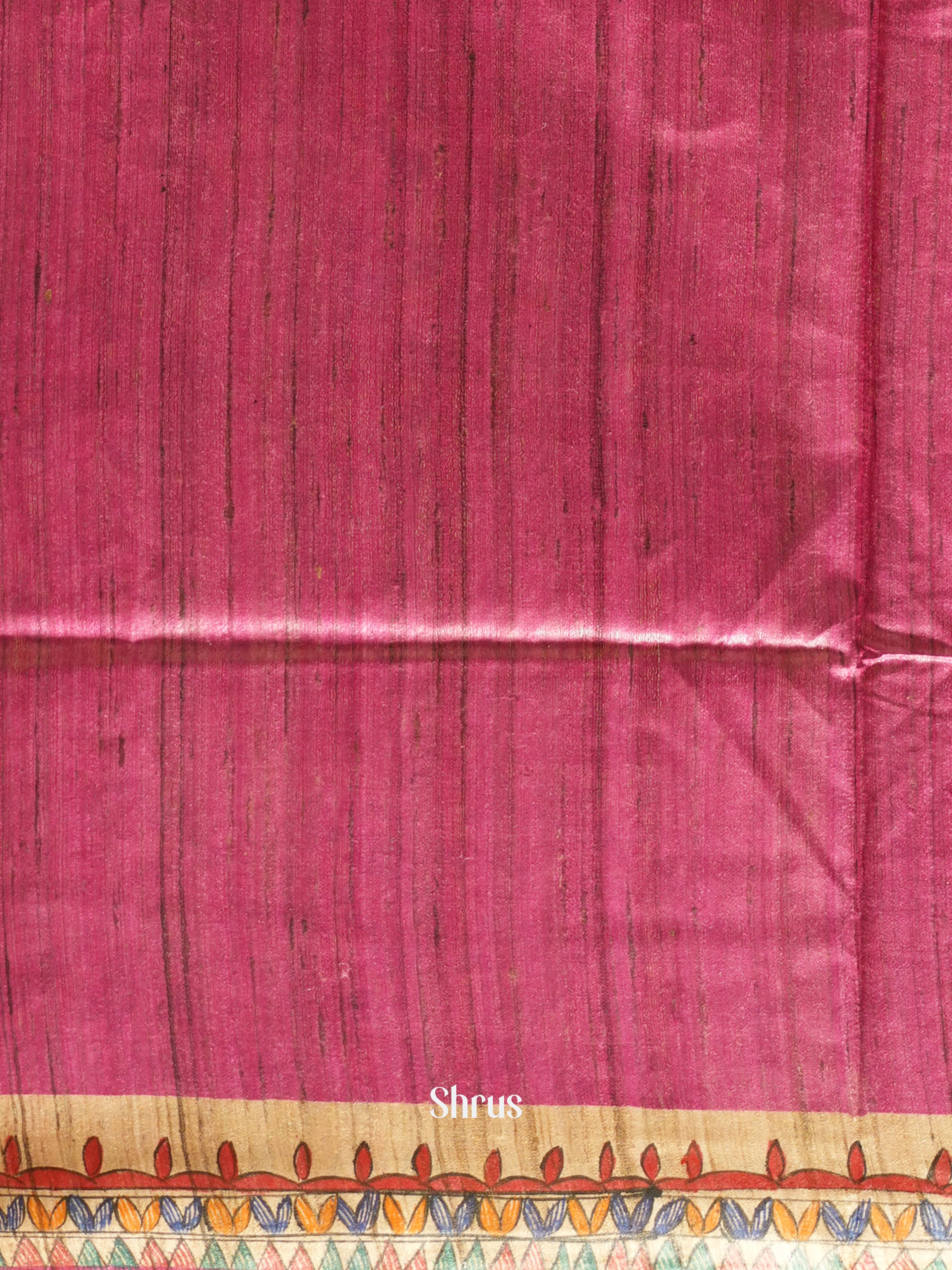 Pink & Cream - Tussar Saree - Shop on ShrusEternity.com
