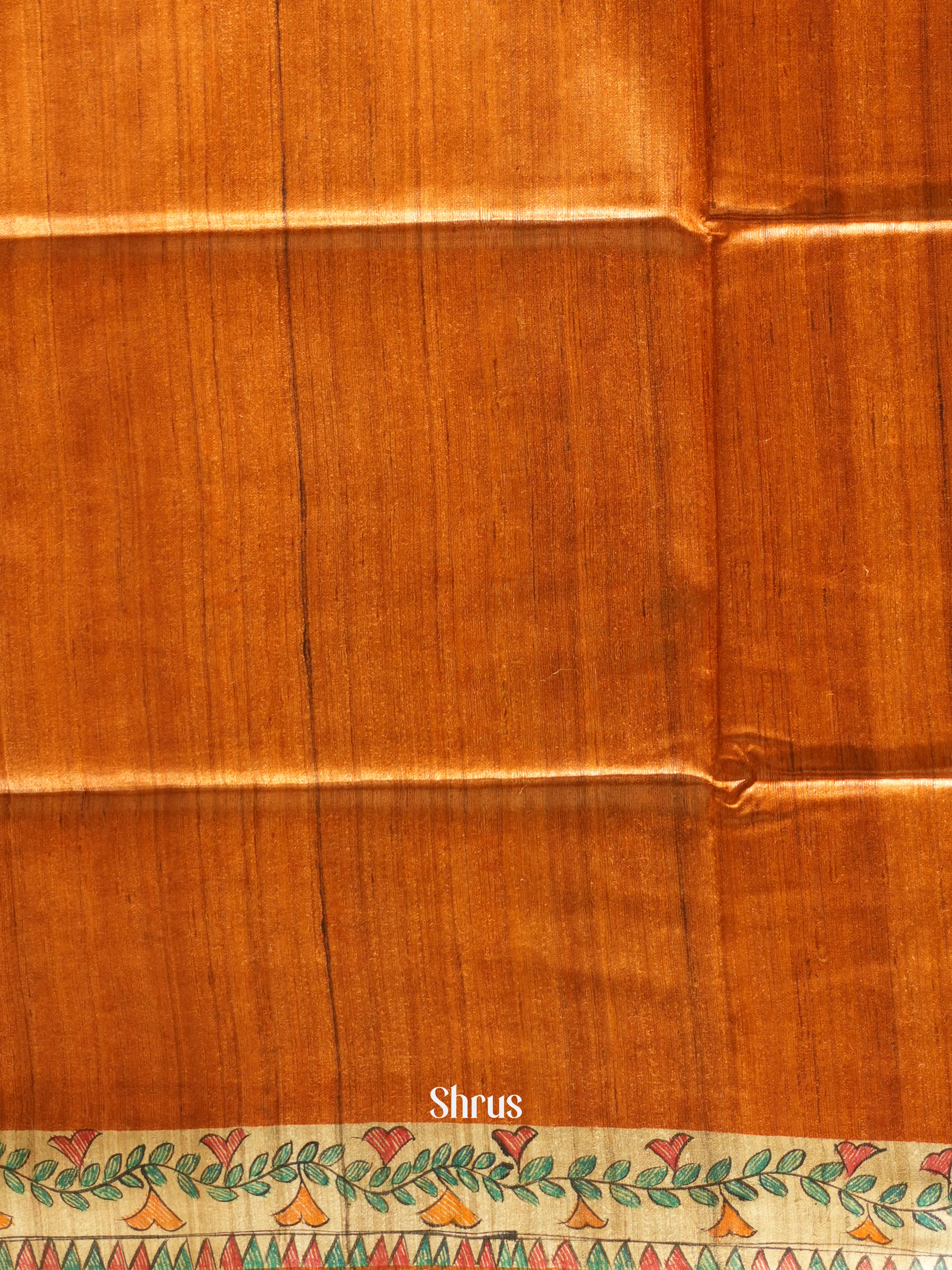 Orange & Cream - Tussar Saree - Shop on ShrusEternity.com