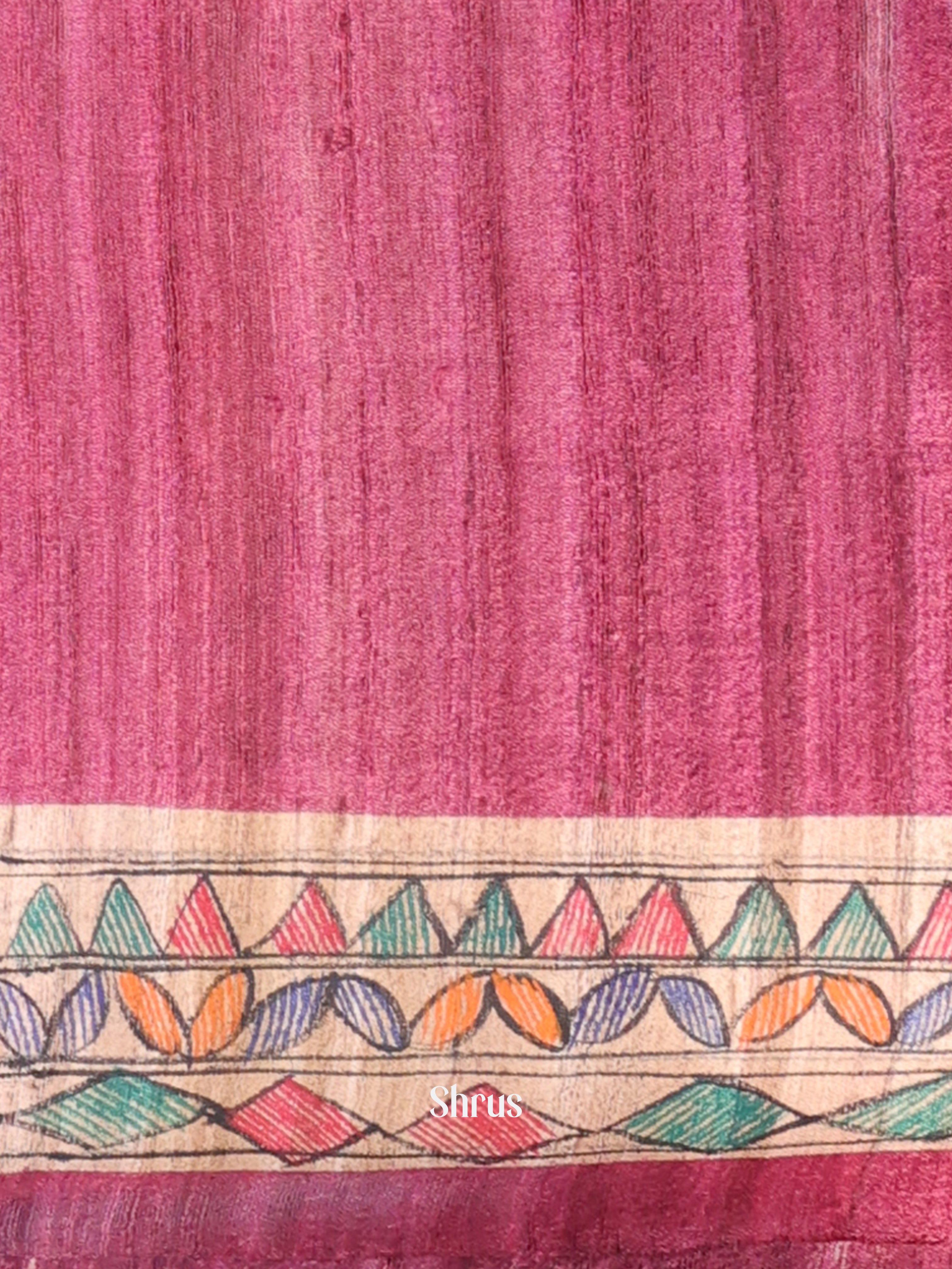 Pink - Tussar Silk Saree - Shop on ShrusEternity.com