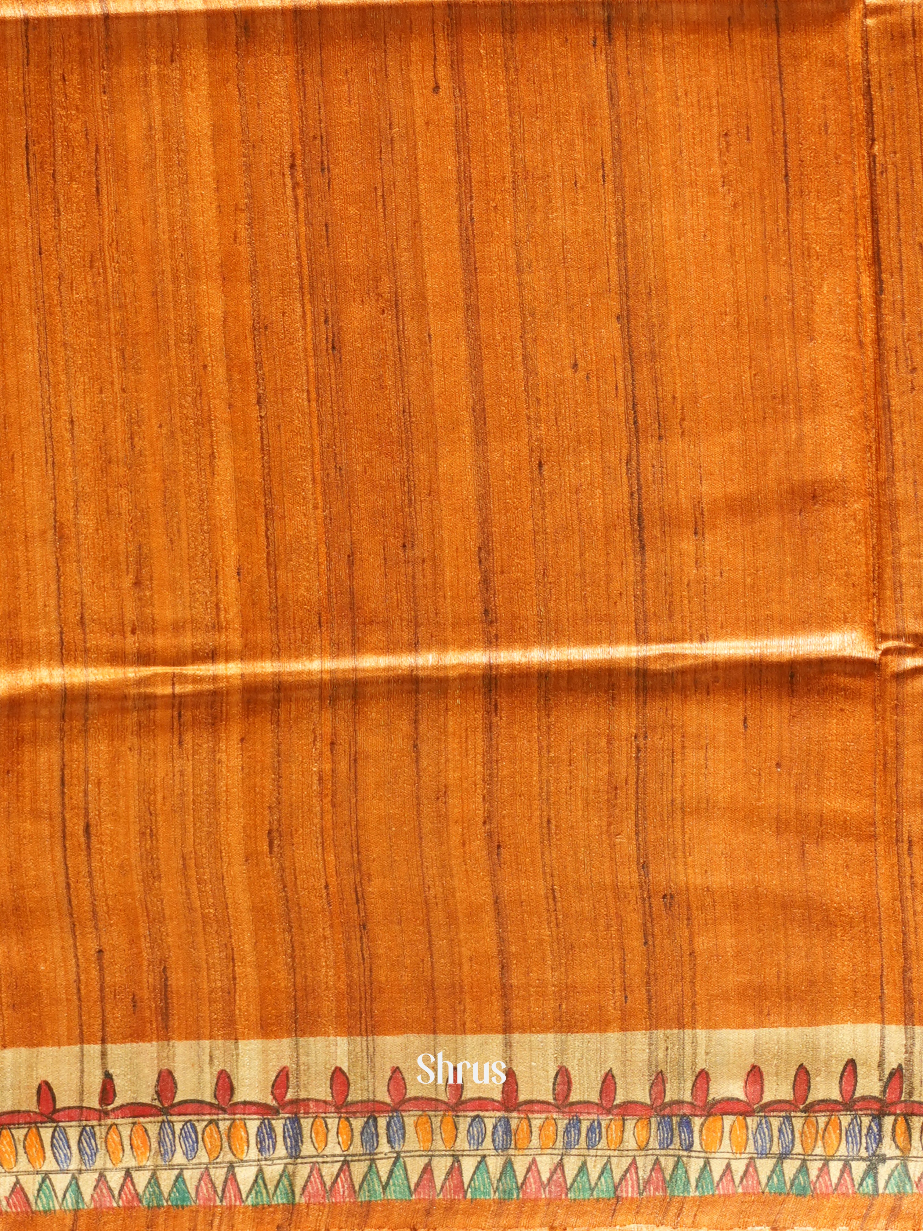 Orange & Cream - Tussar Saree - Shop on ShrusEternity.com