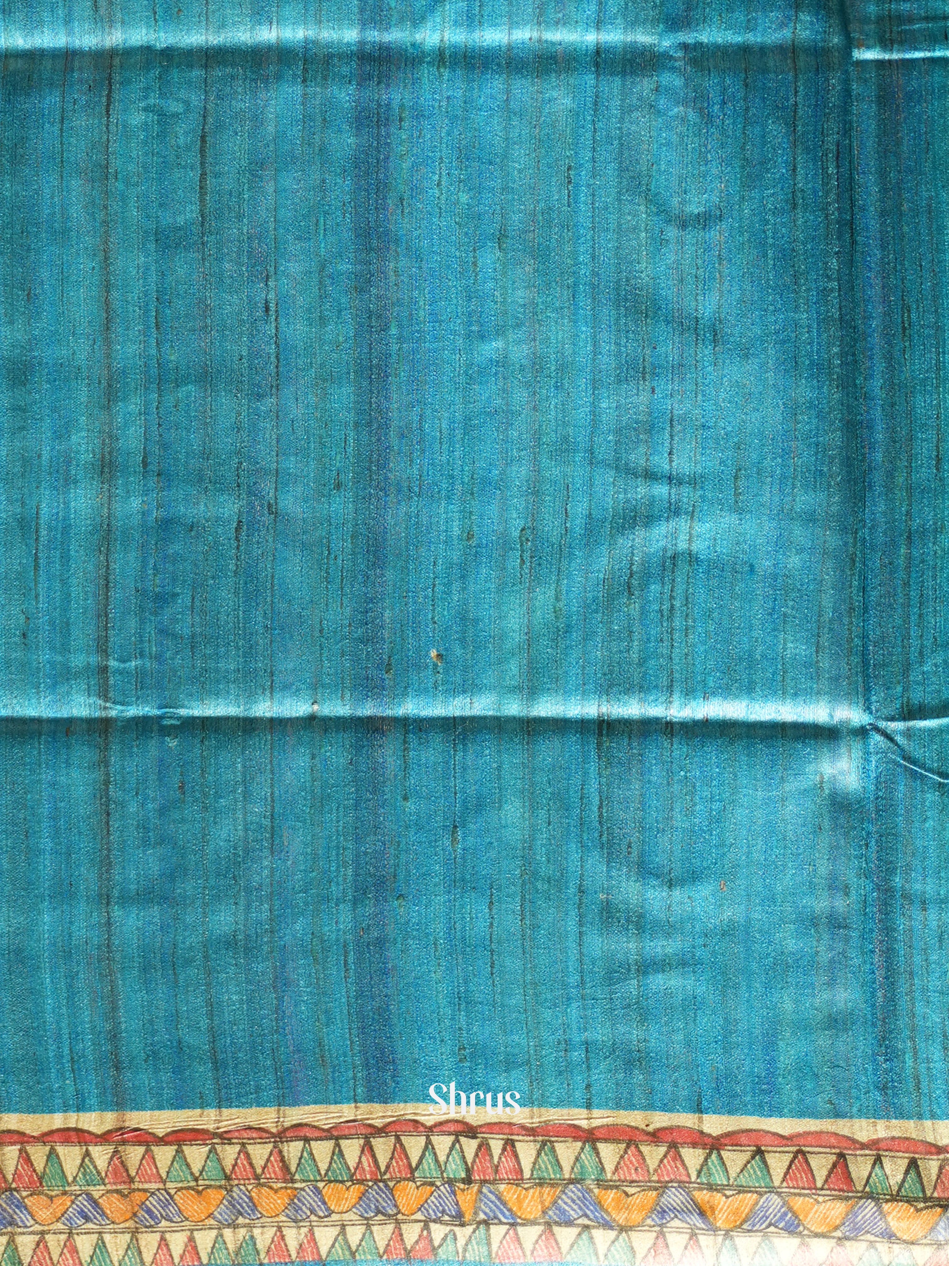 Blue & Cream - Tussar Saree - Shop on ShrusEternity.com