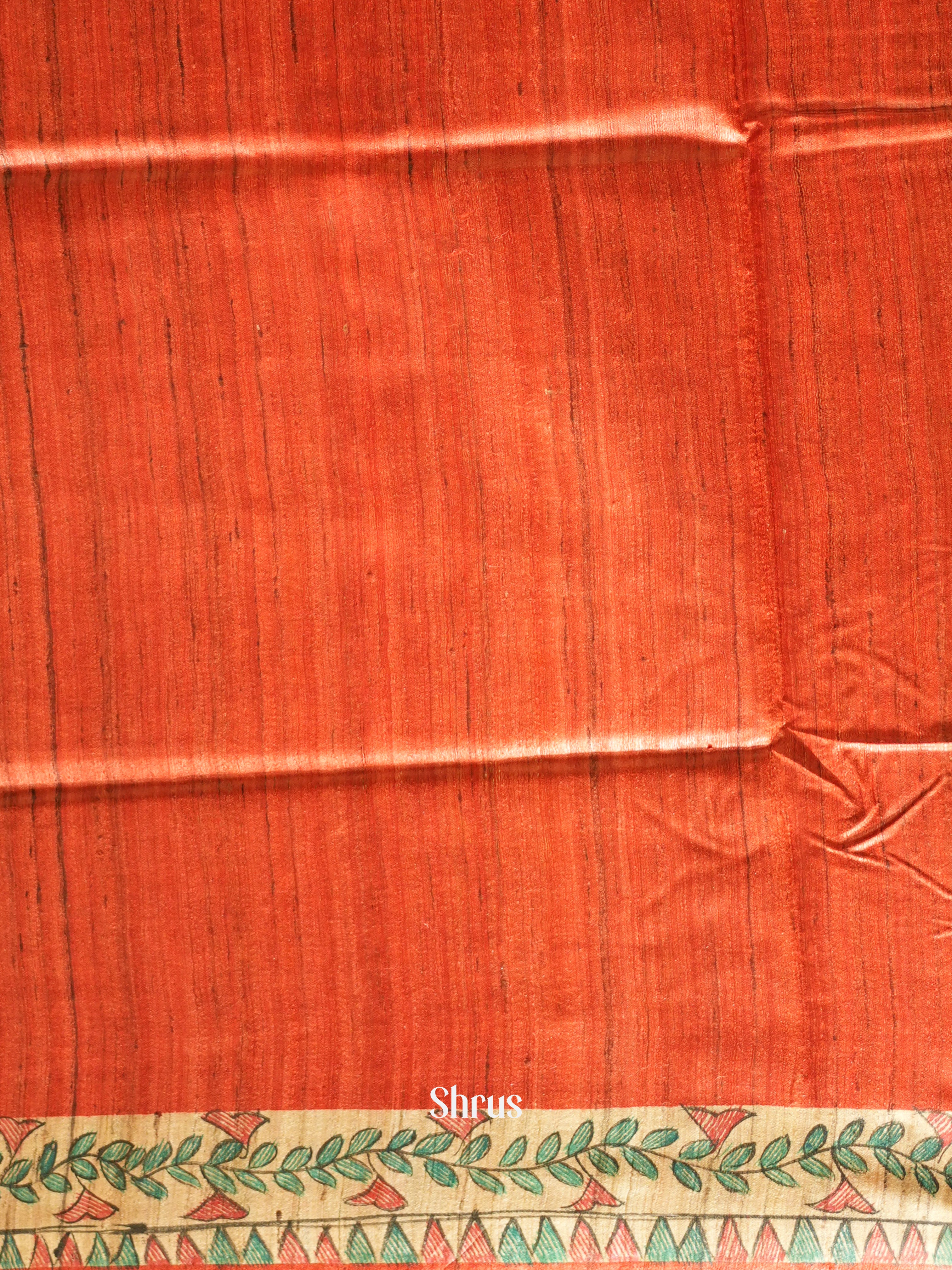 Red & Cream - Tussar Saree - Shop on ShrusEternity.com