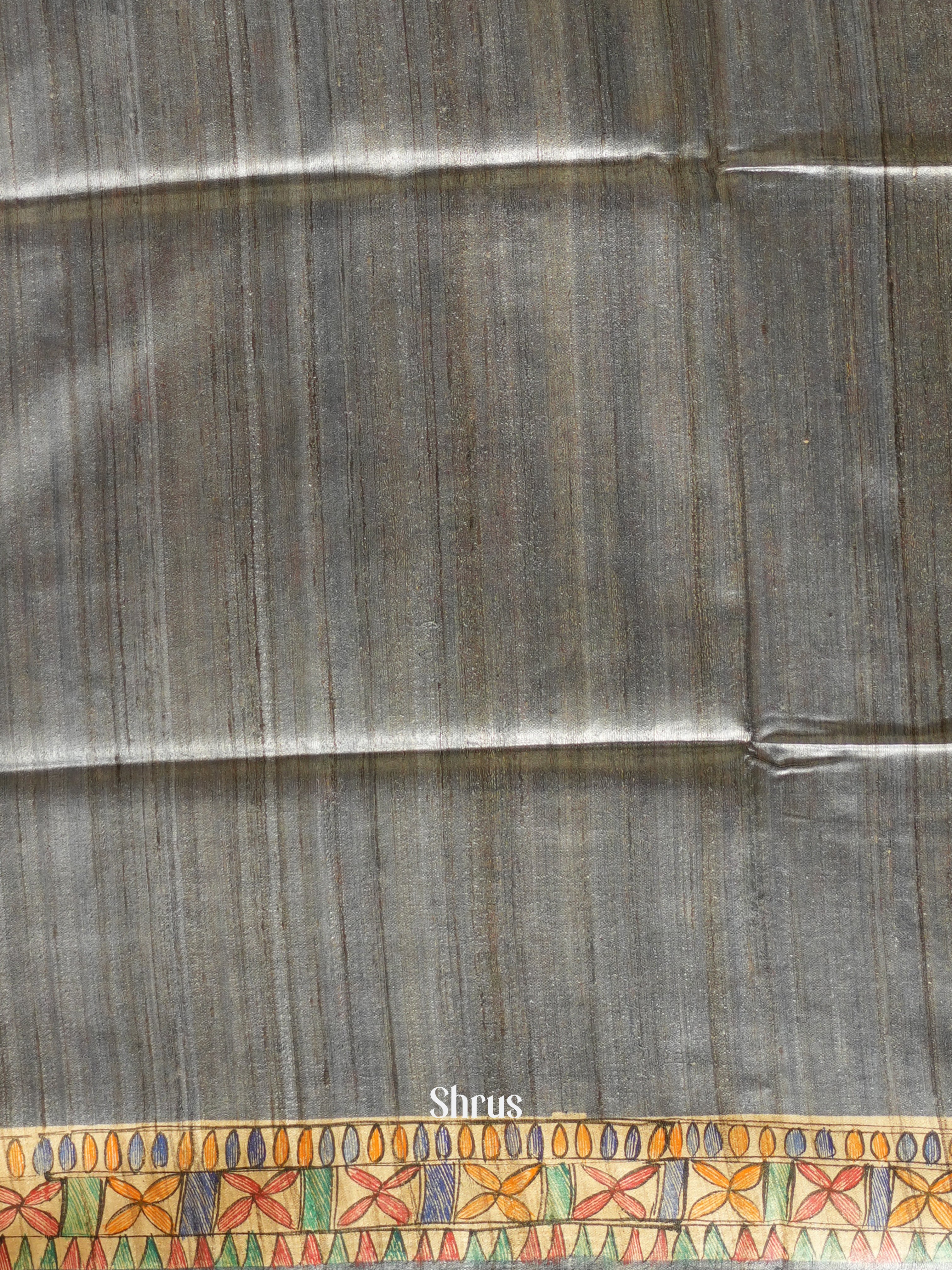 Grey & Cream - Tussar Saree - Shop on ShrusEternity.com