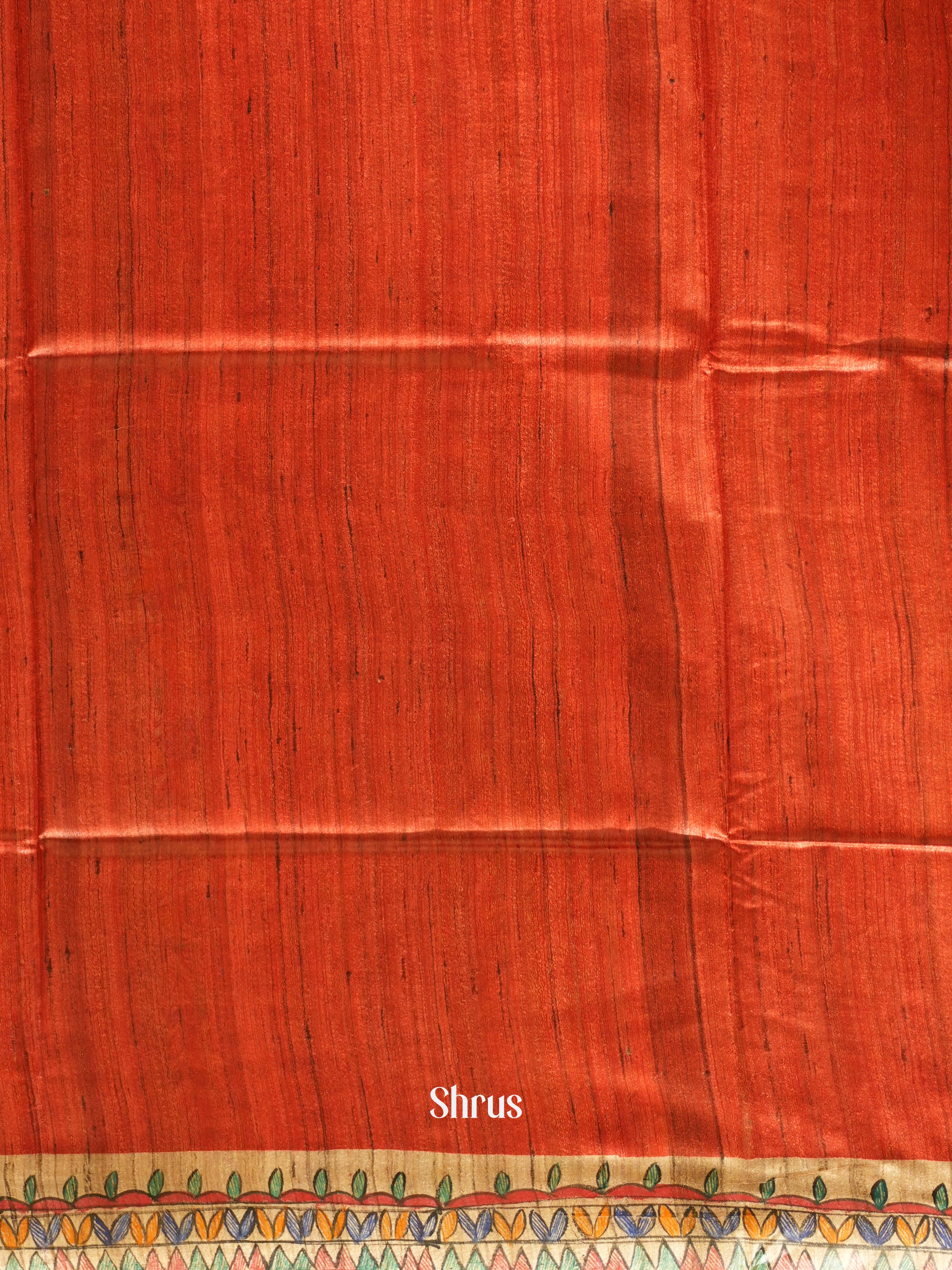 Red & Cream - Tussar Saree - Shop on ShrusEternity.com