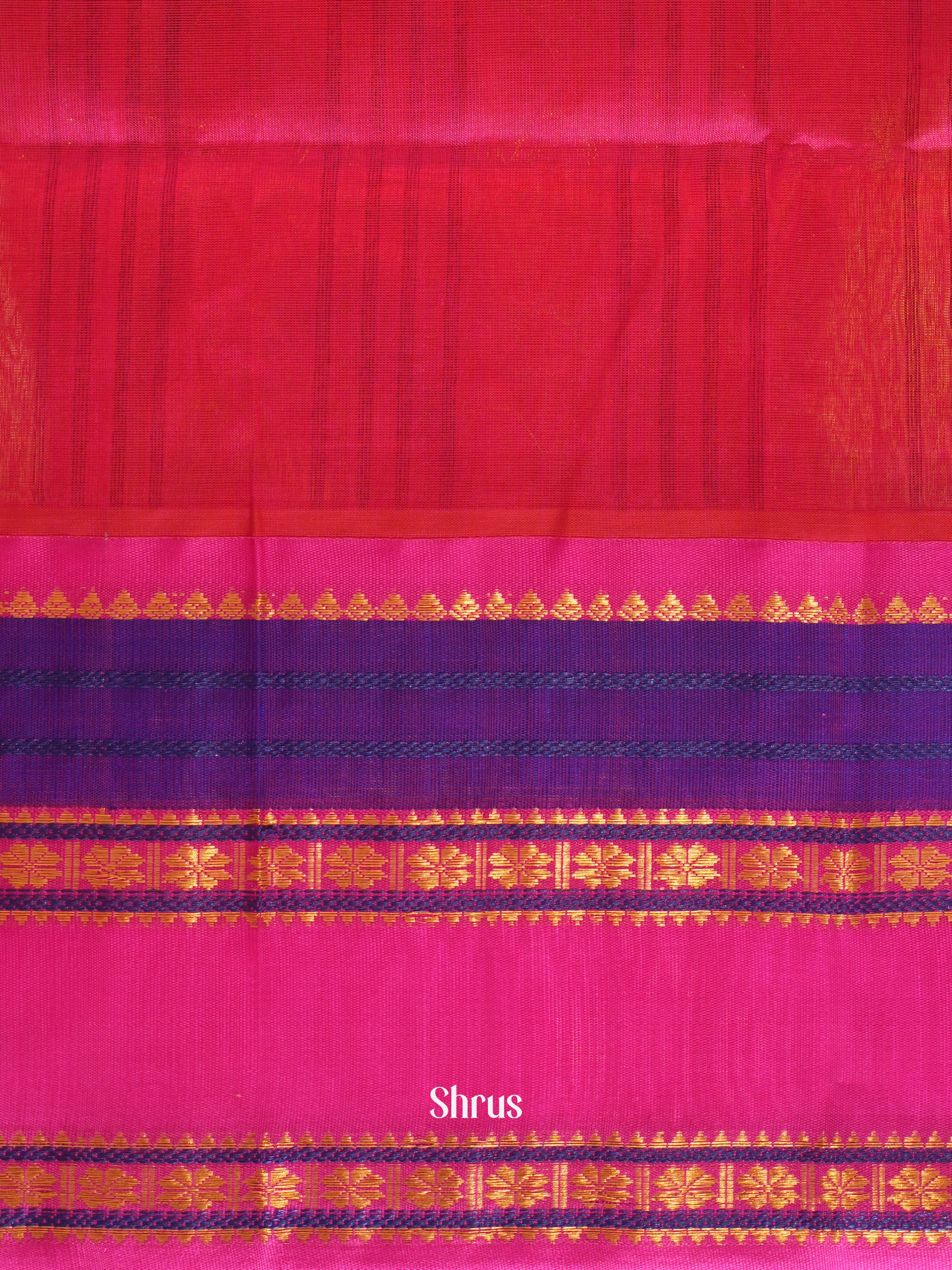Yellow & Pink - Silk Cotton Saree - Shop on ShrusEternity.com