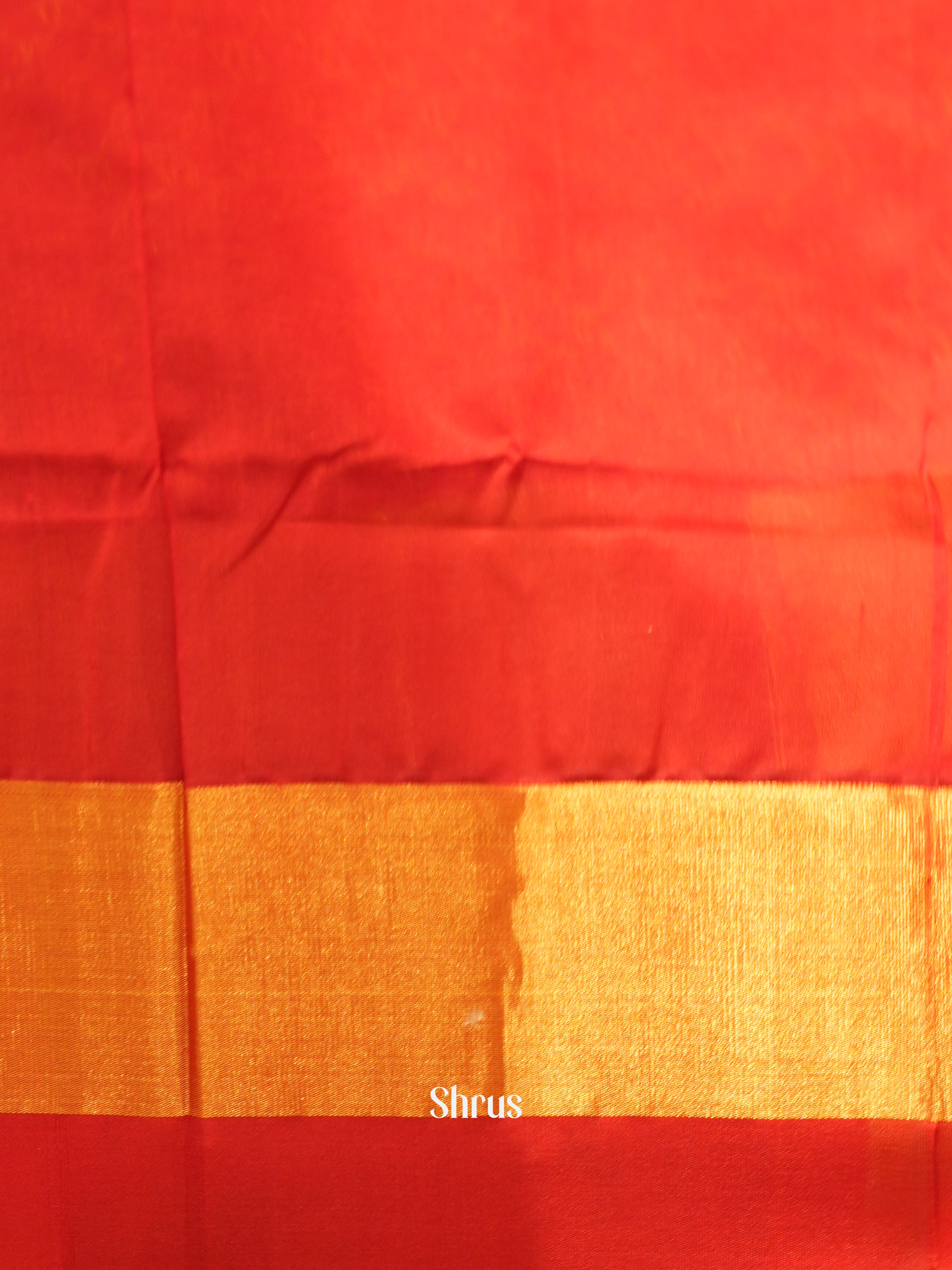 Peach & Red - Silk Cotton Saree - Shop on ShrusEternity.com