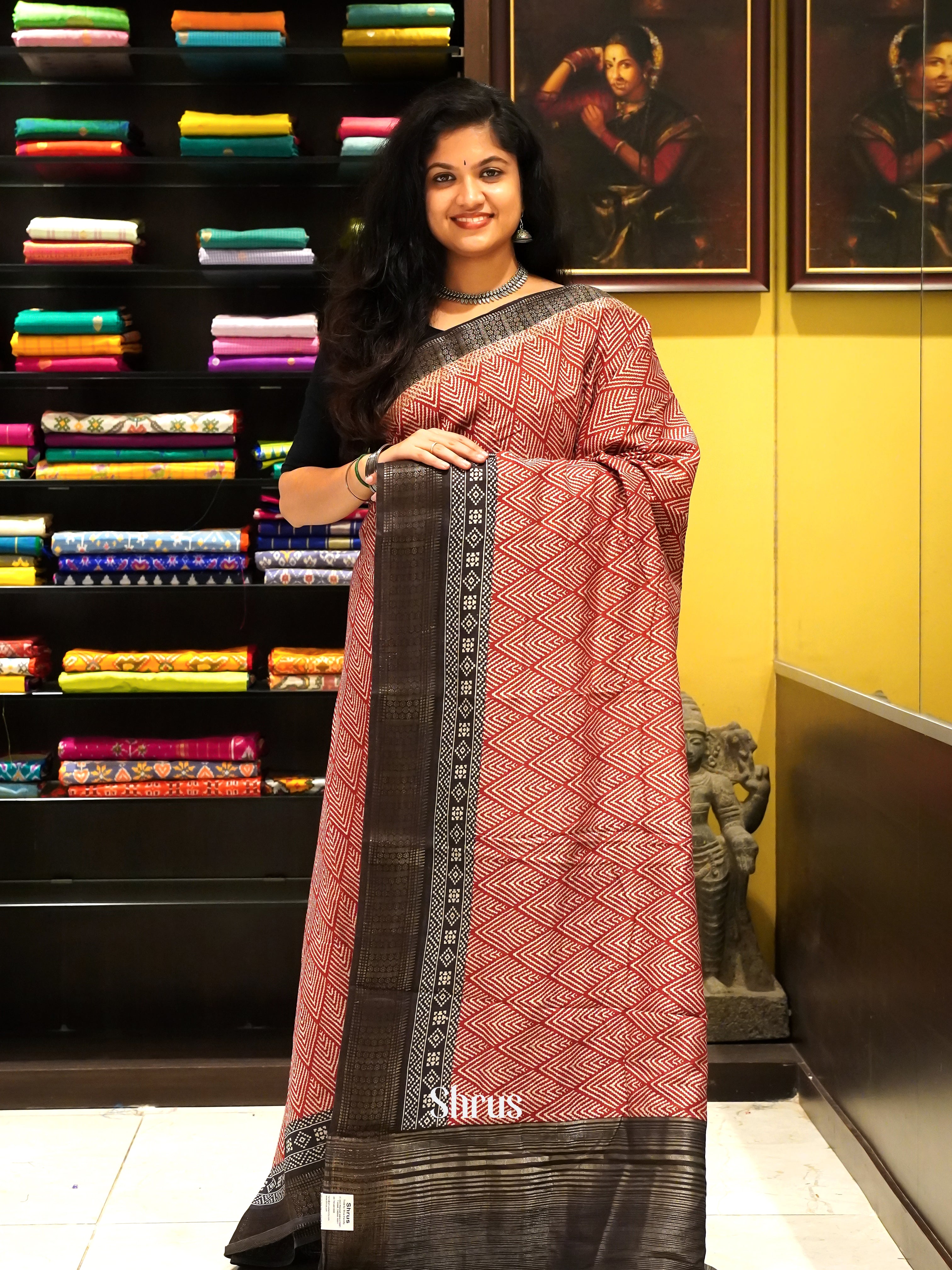 Red & Black - Art Modal Saree - Shop on ShrusEternity.com