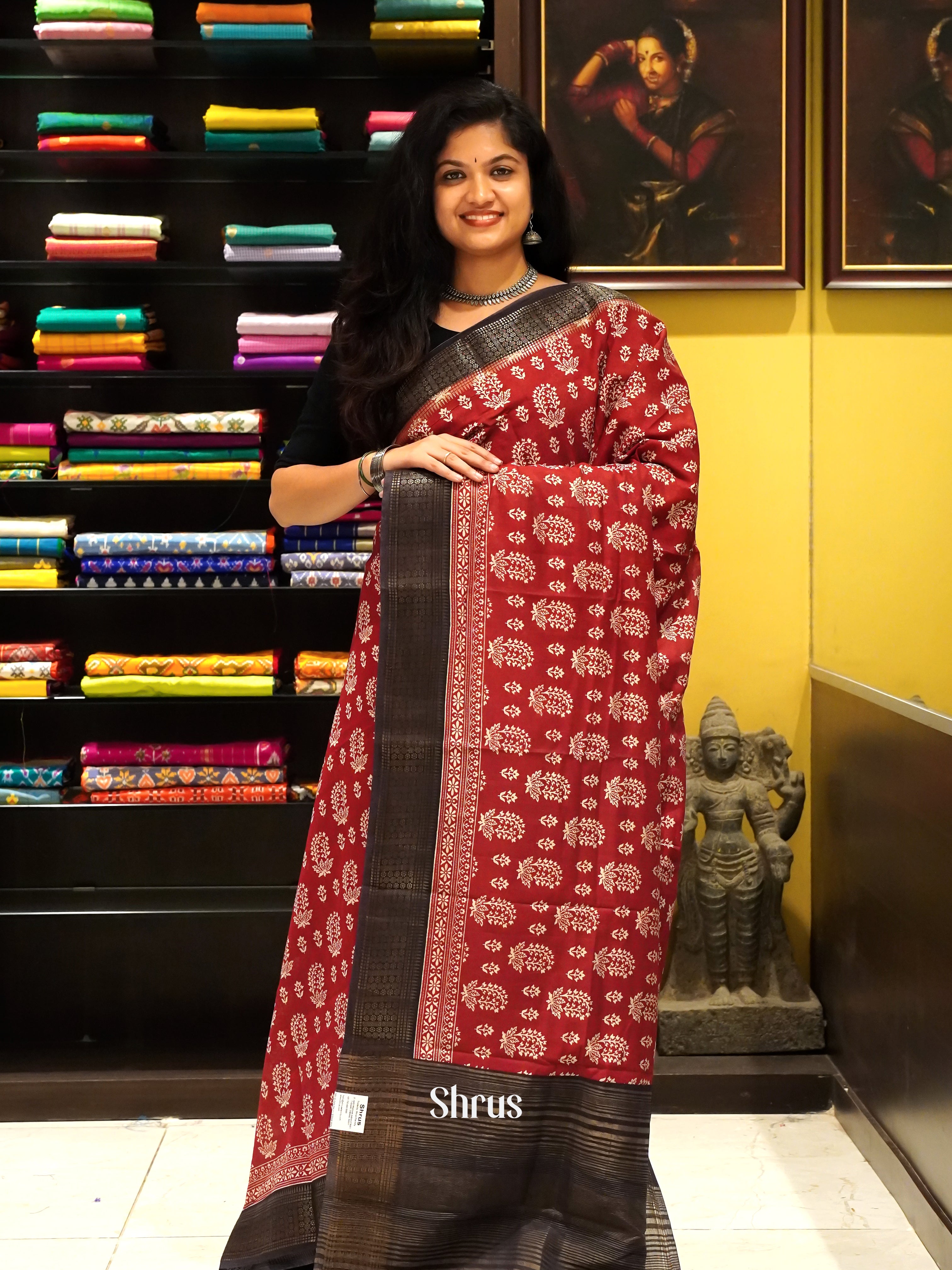 Red & Black - Art Modal Saree - Shop on ShrusEternity.com