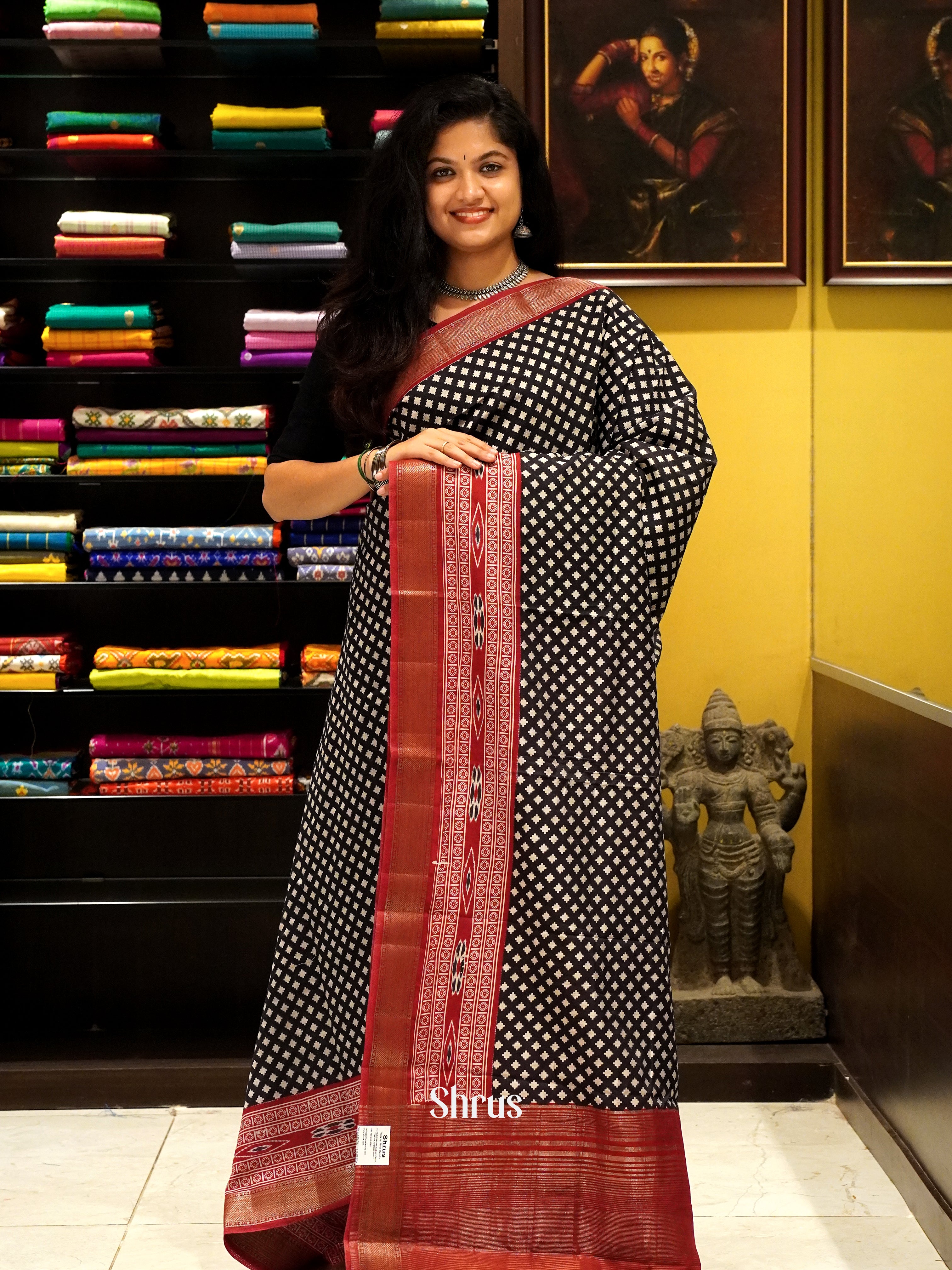 Black & Red - Art Modal Saree - Shop on ShrusEternity.com