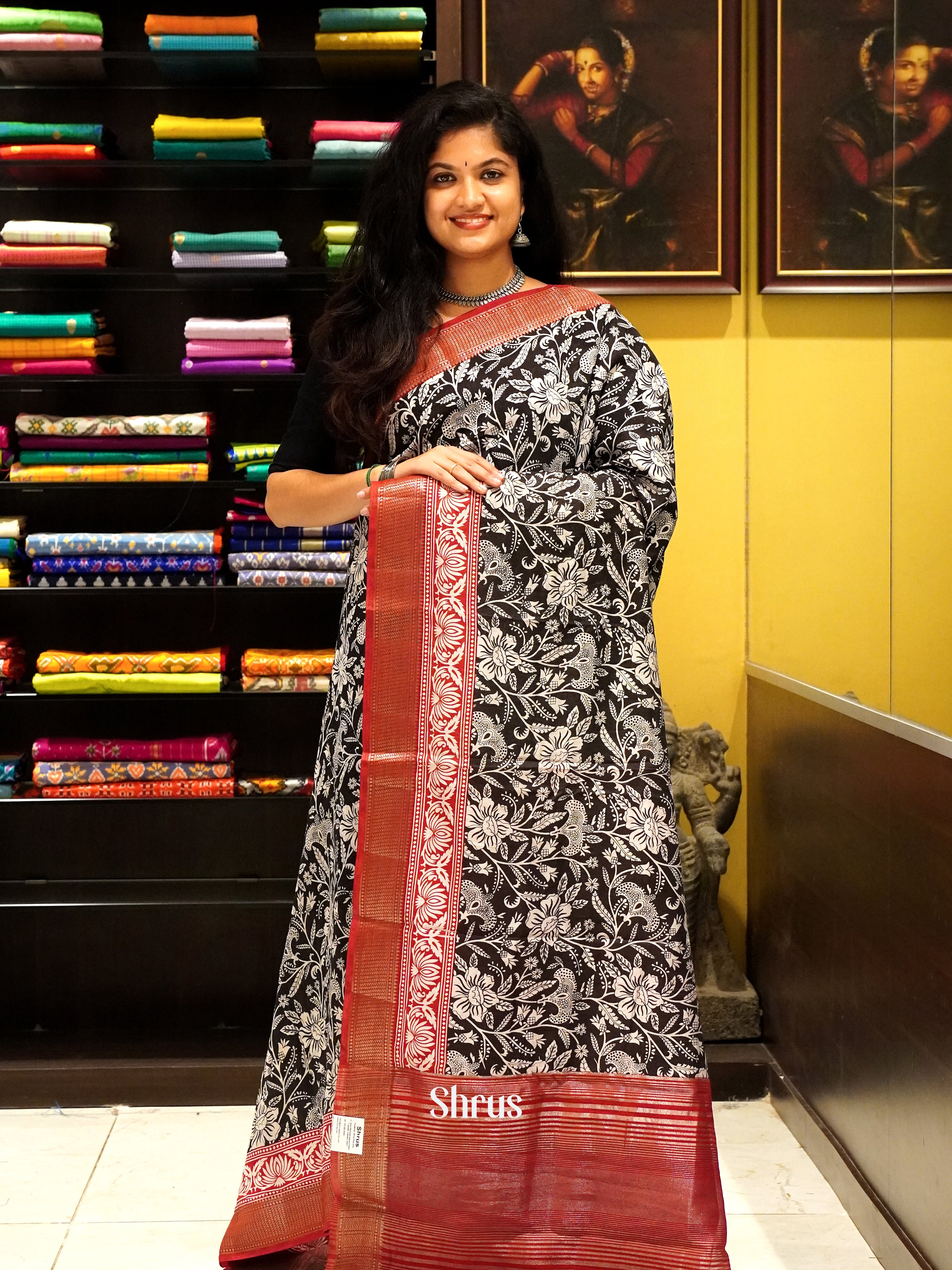 Black & Red - Art Modal Saree - Shop on ShrusEternity.com