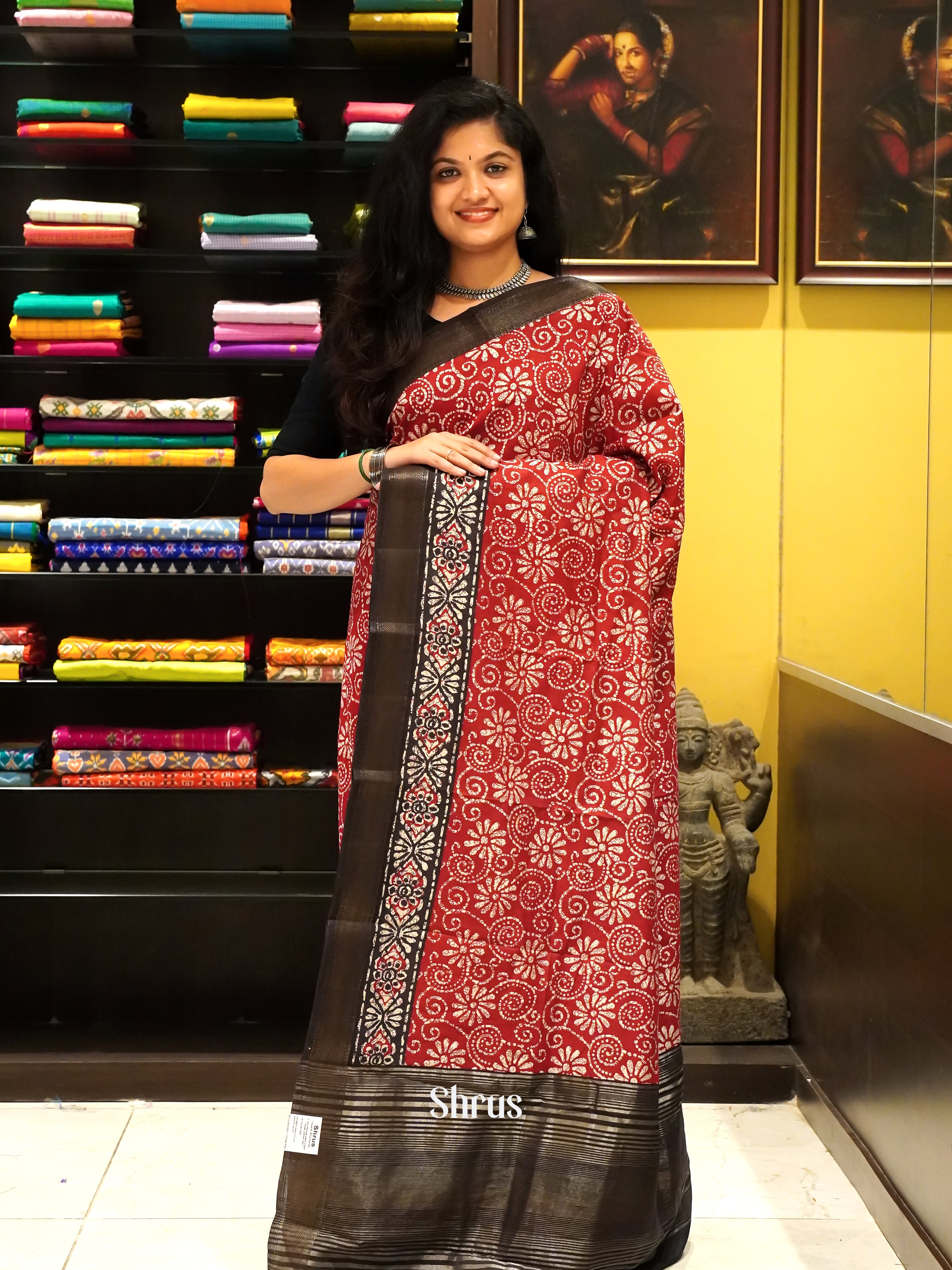 Red & Black - Art Modal Saree - Shop on ShrusEternity.com