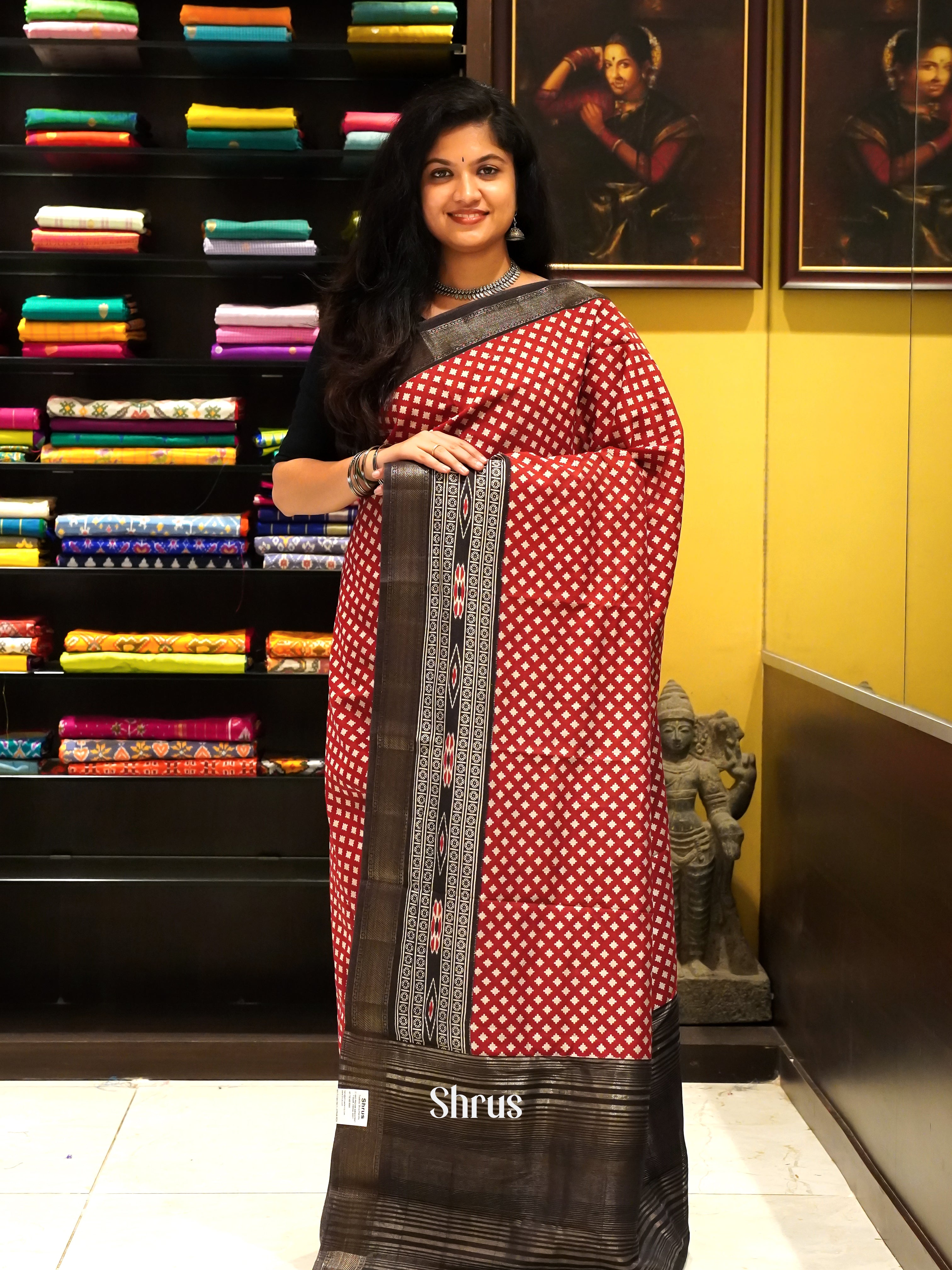 Red & Black - Art Modal Saree - Shop on ShrusEternity.com