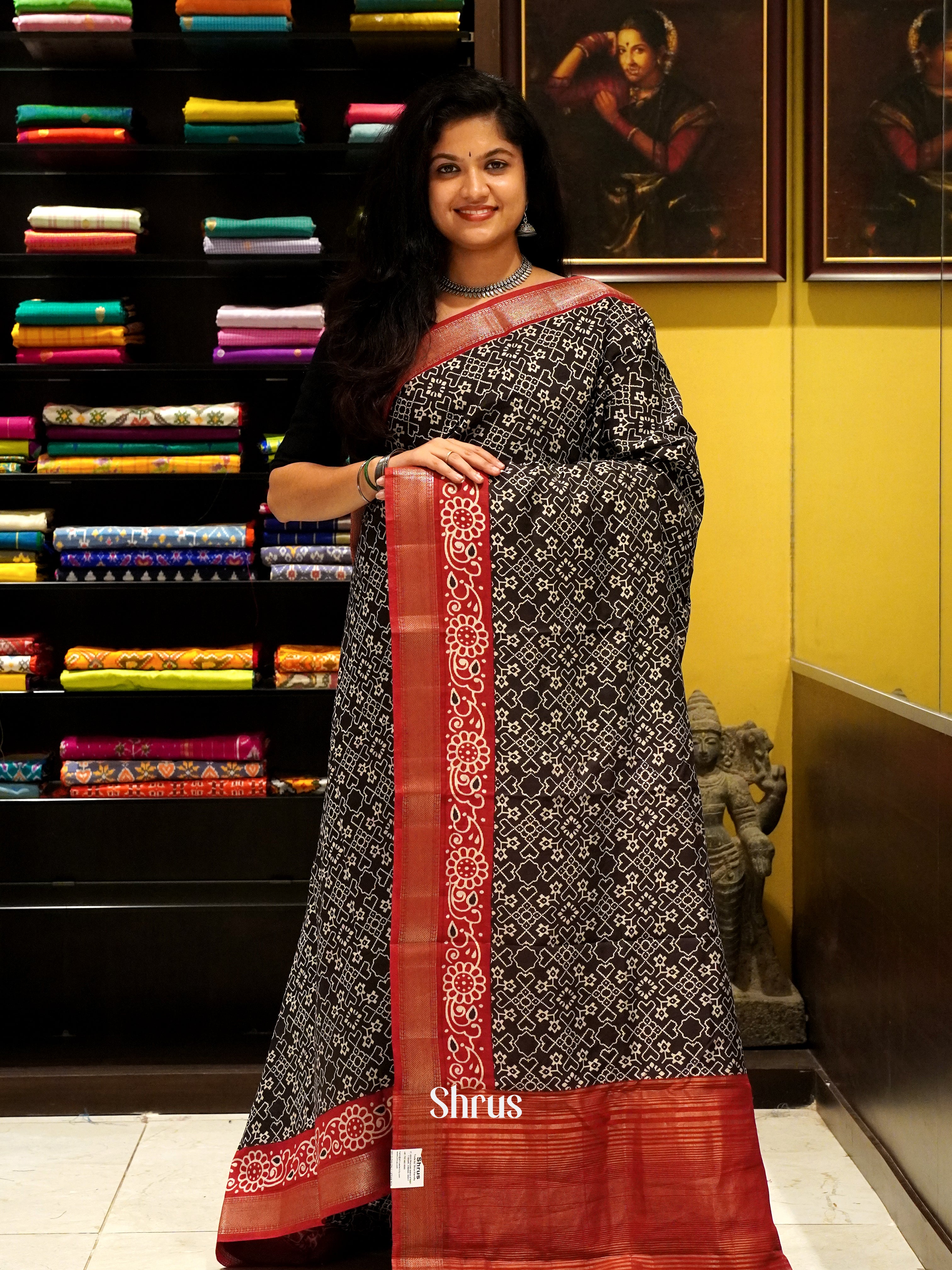 Black & Red - Art Modal Saree - Shop on ShrusEternity.com