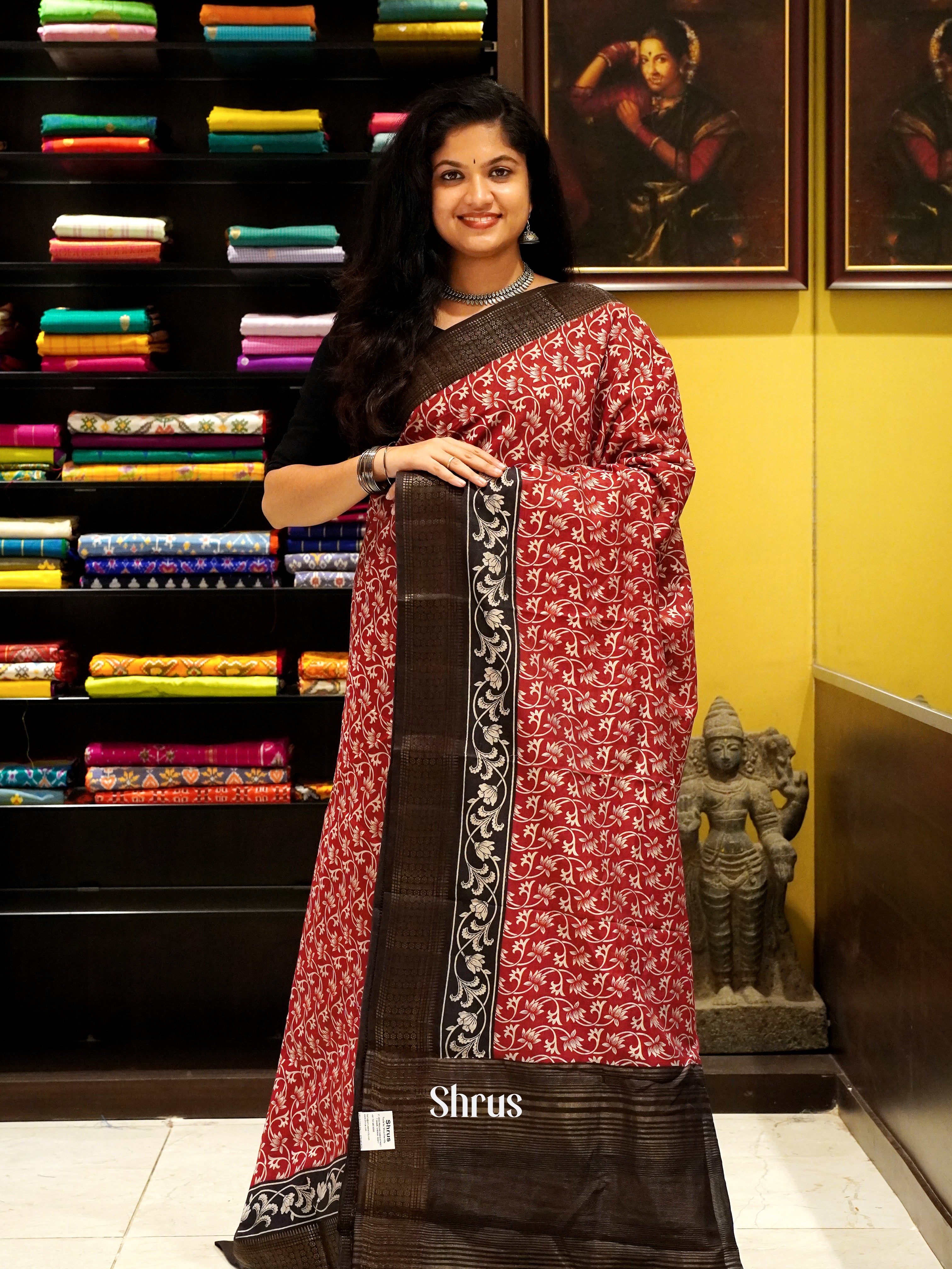 Red & Black - Art Modal Saree - Shop on ShrusEternity.com