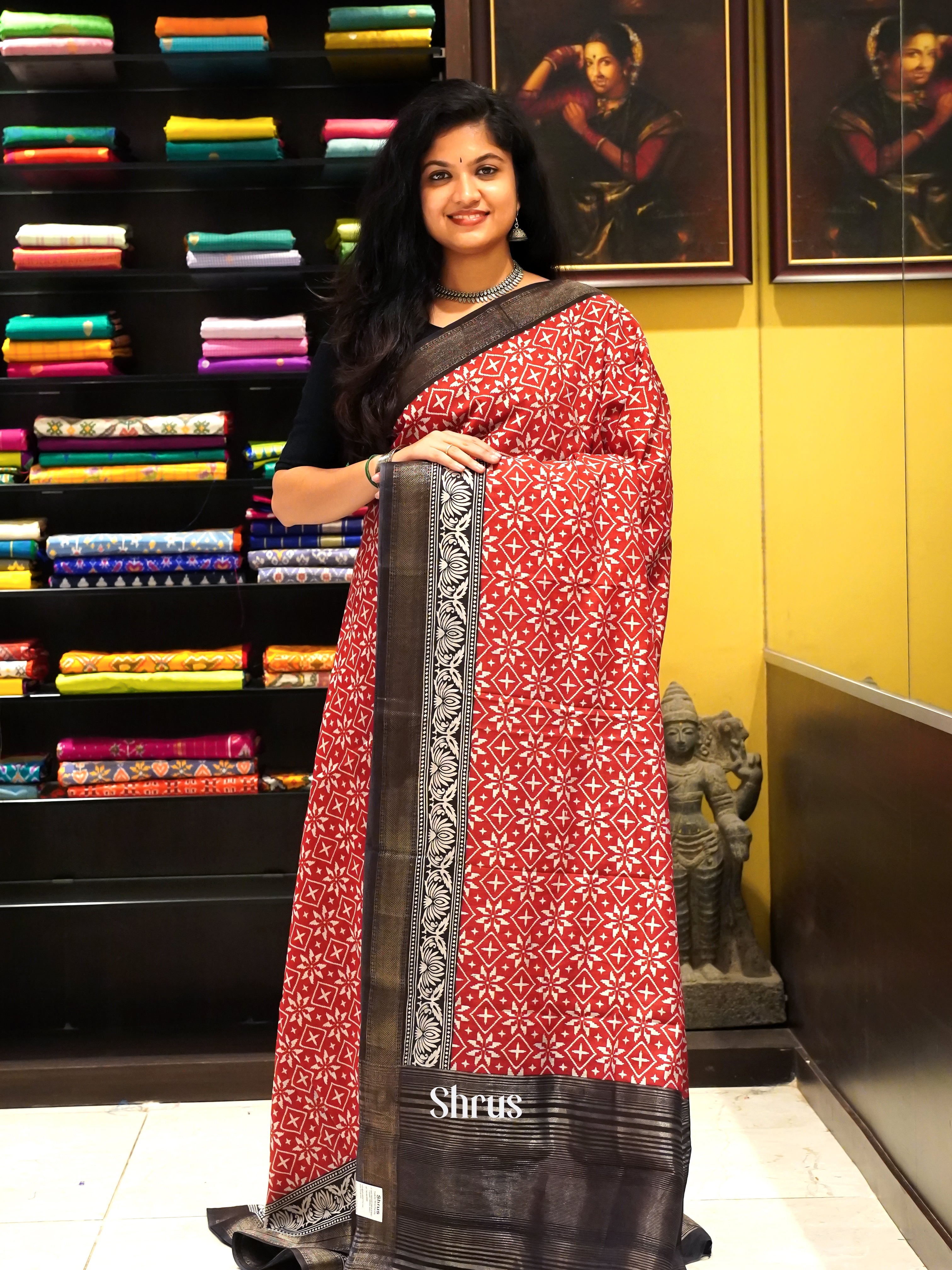 Red & Black - Art Modal Saree - Shop on ShrusEternity.com
