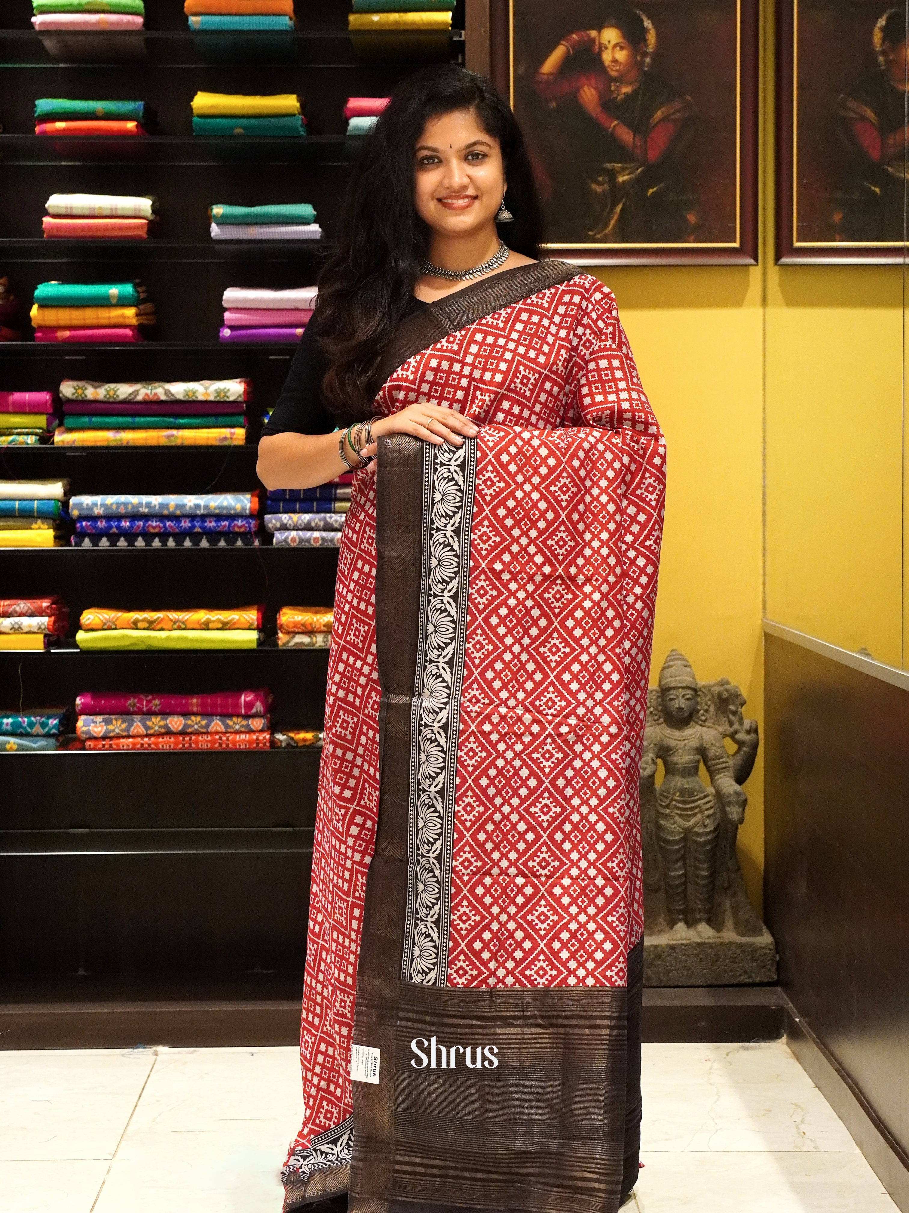 Red & Black - Art Modal Saree - Shop on ShrusEternity.com
