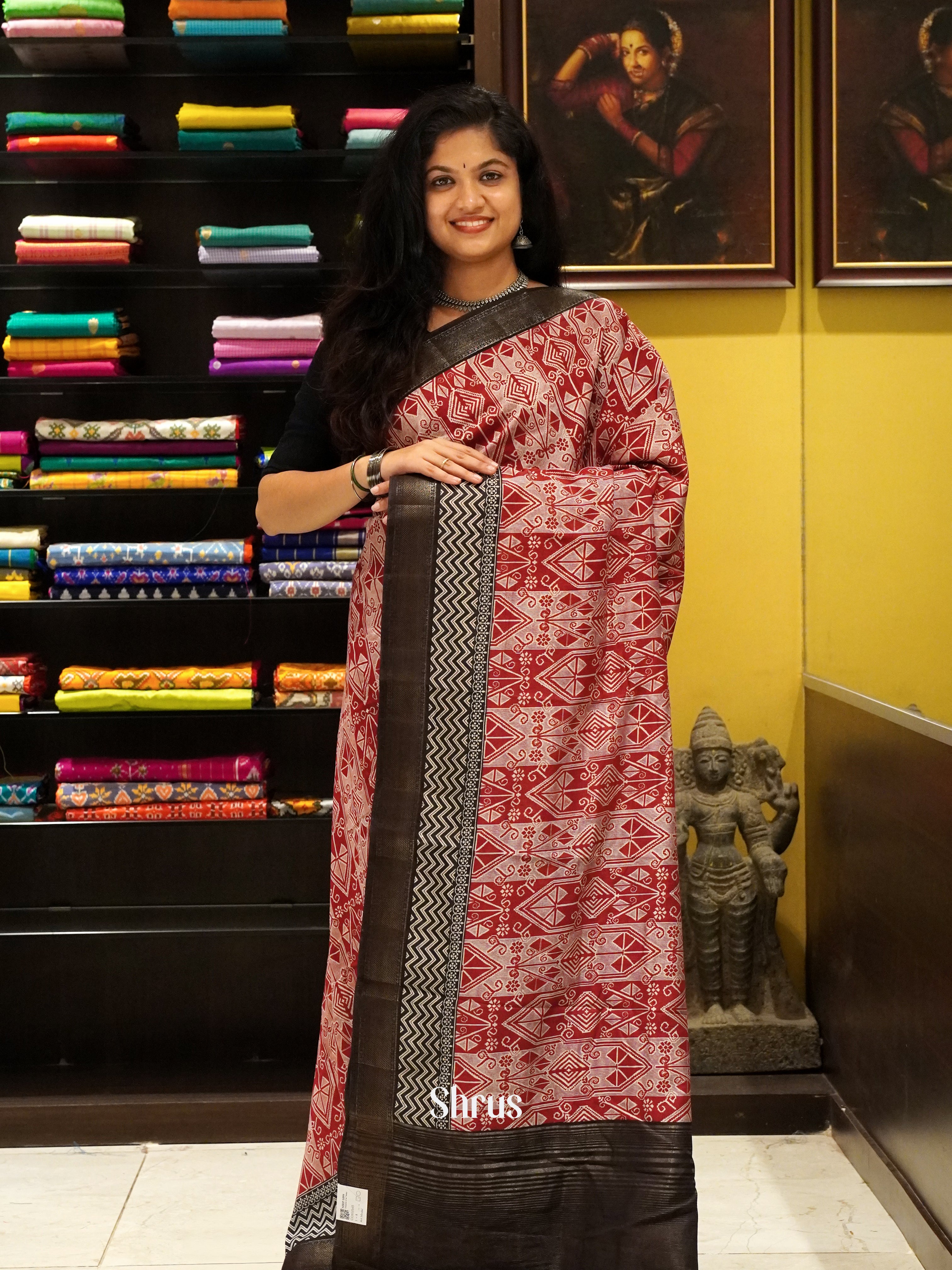 Red & Black - Art Modal Saree - Shop on ShrusEternity.com